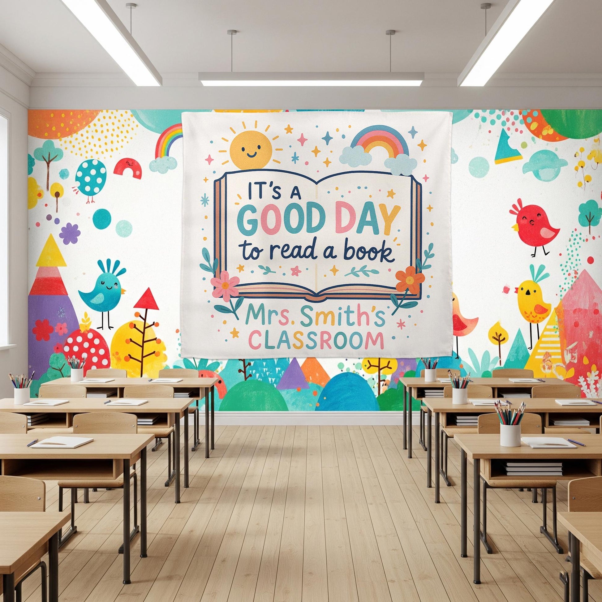 It's a Good Day to Read a Book Tapestry, Classroom Wall Decor, Reading Corner Sign, Teacher Gift, Book Lover Banner, Cute Decor