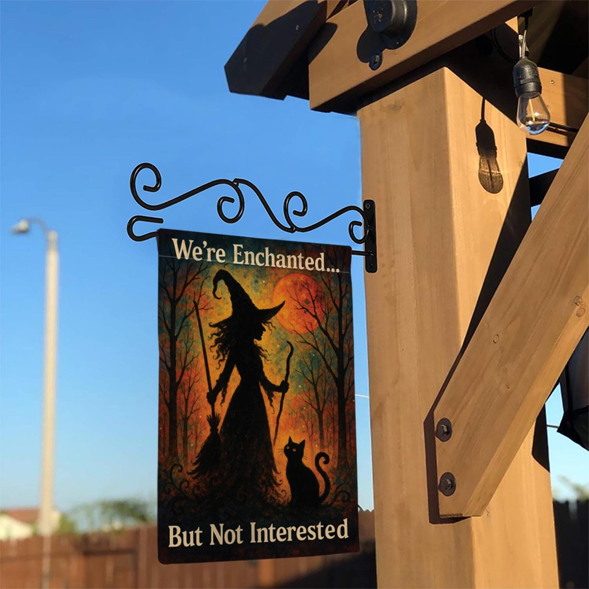 Halloween No Soliciting Flag, Witch Garden Flag, Enchanted But Not Interested Sign, Funny Fall Yard Decor, Spooky Porch Decoration