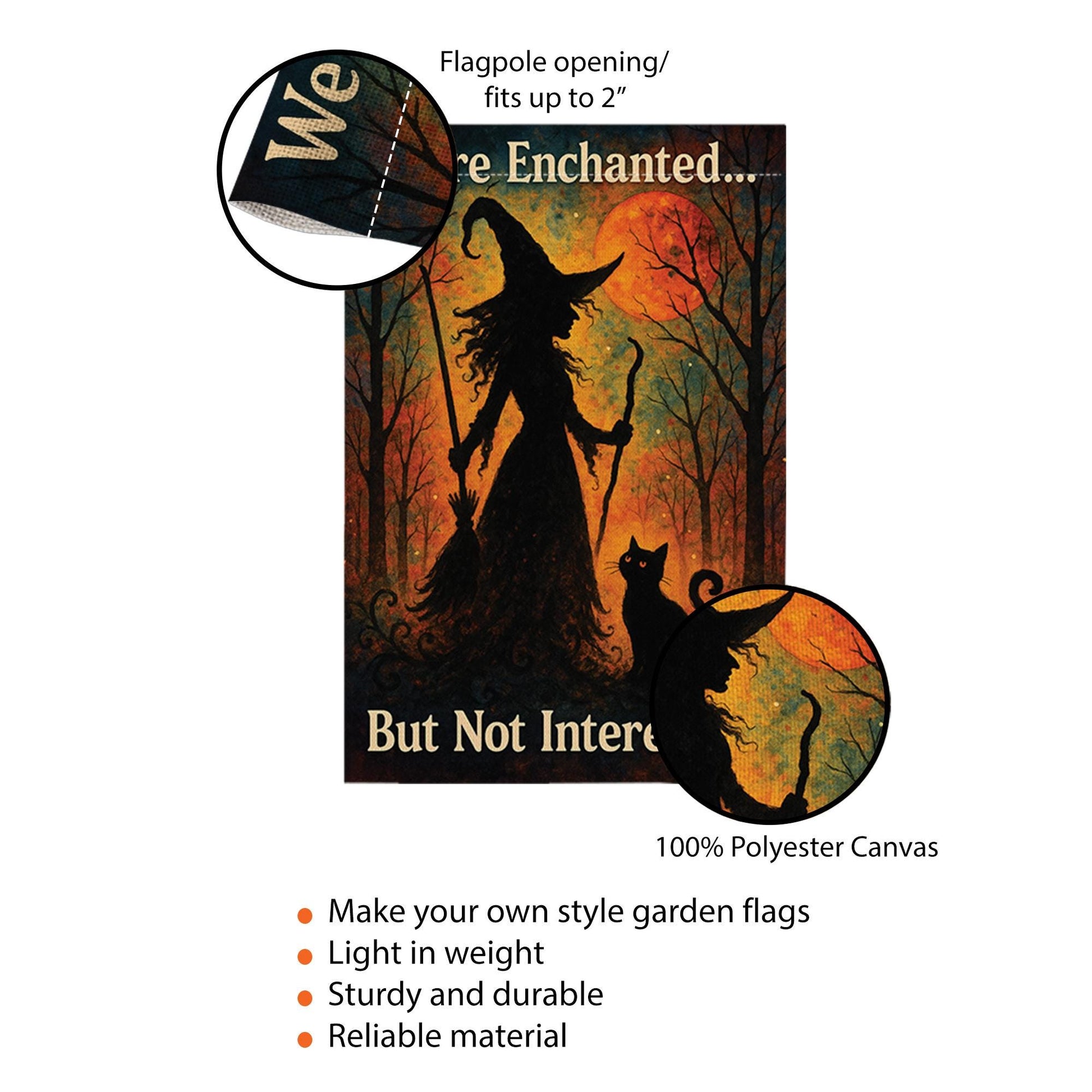 Halloween No Soliciting Flag, Witch Garden Flag, Enchanted But Not Interested Sign, Funny Fall Yard Decor, Spooky Porch Decoration
