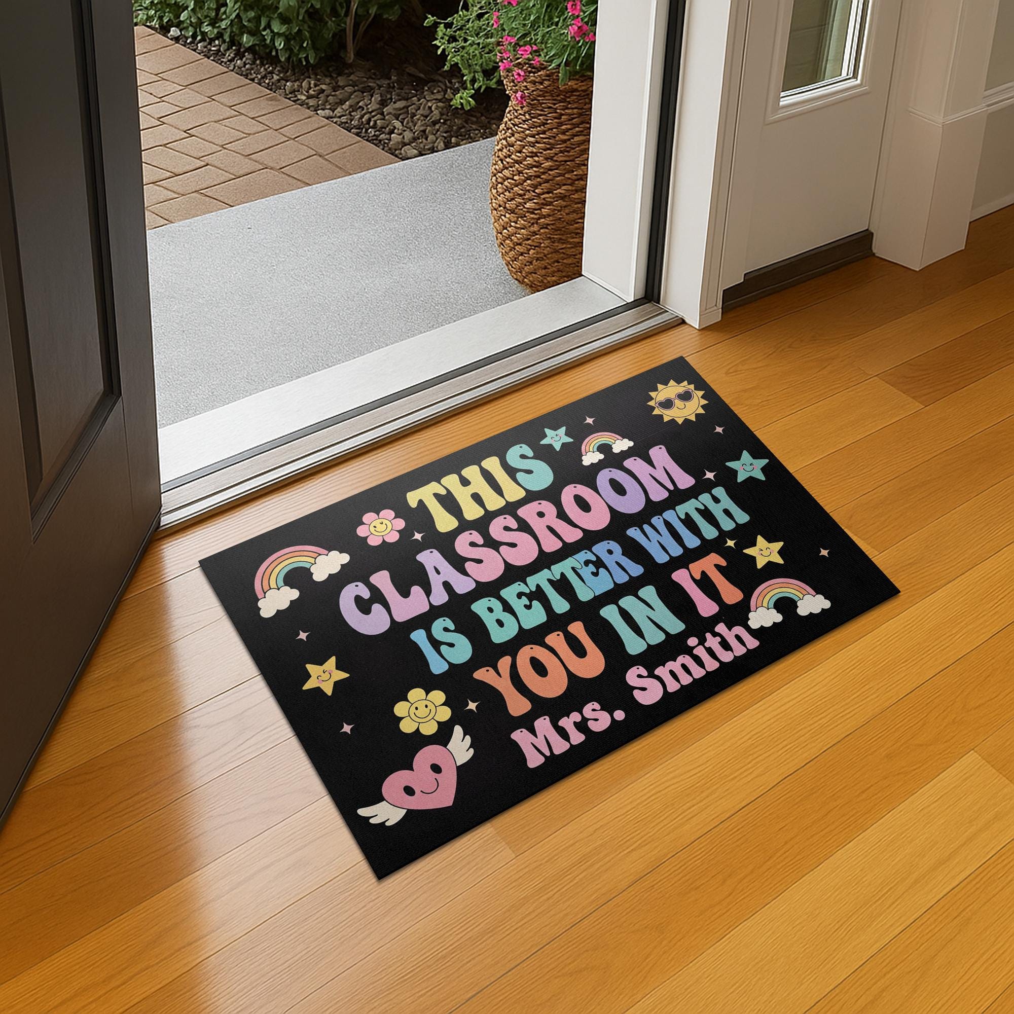 Classroom Welcome Doormat, Back to School Teacher Rug, Cute Entry Mat for Students, Personalized Door Mat, Teacher Decor, Cute Class