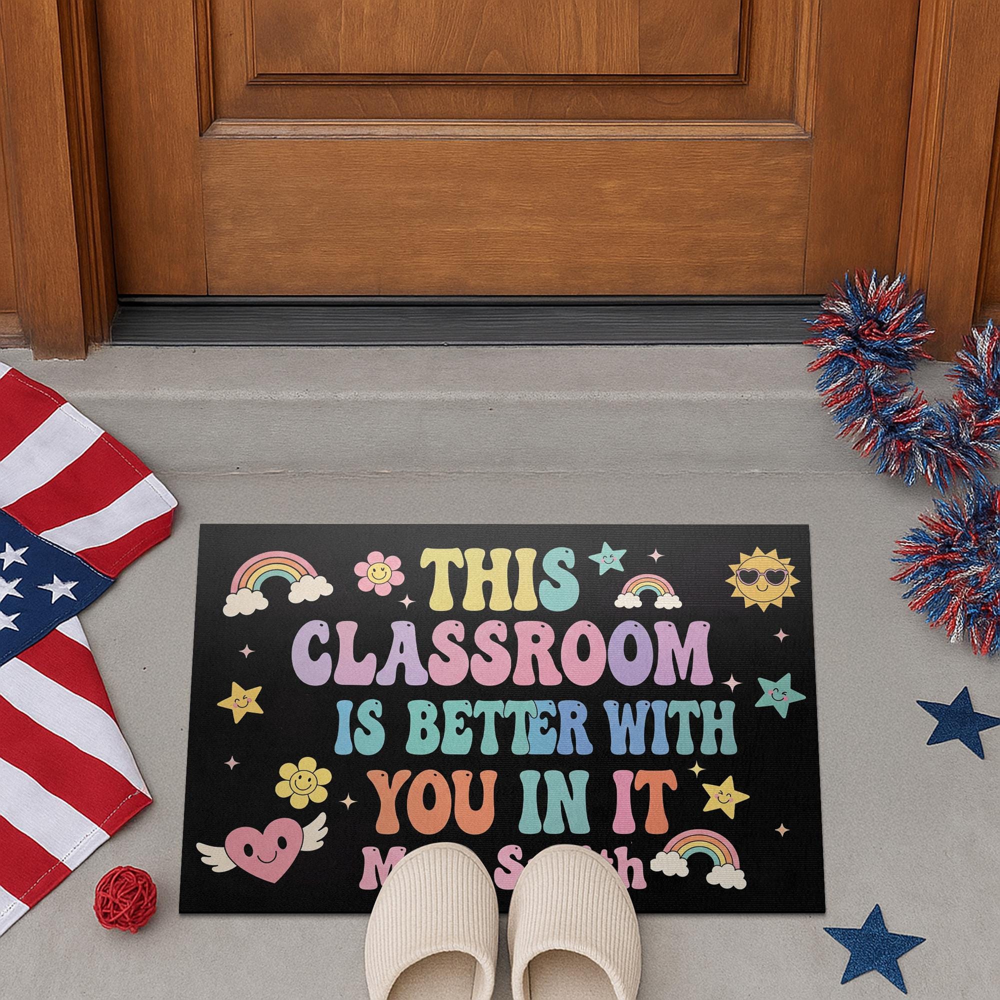 Classroom Welcome Doormat, Back to School Teacher Rug, Cute Entry Mat for Students, Personalized Door Mat, Teacher Decor, Cute Class