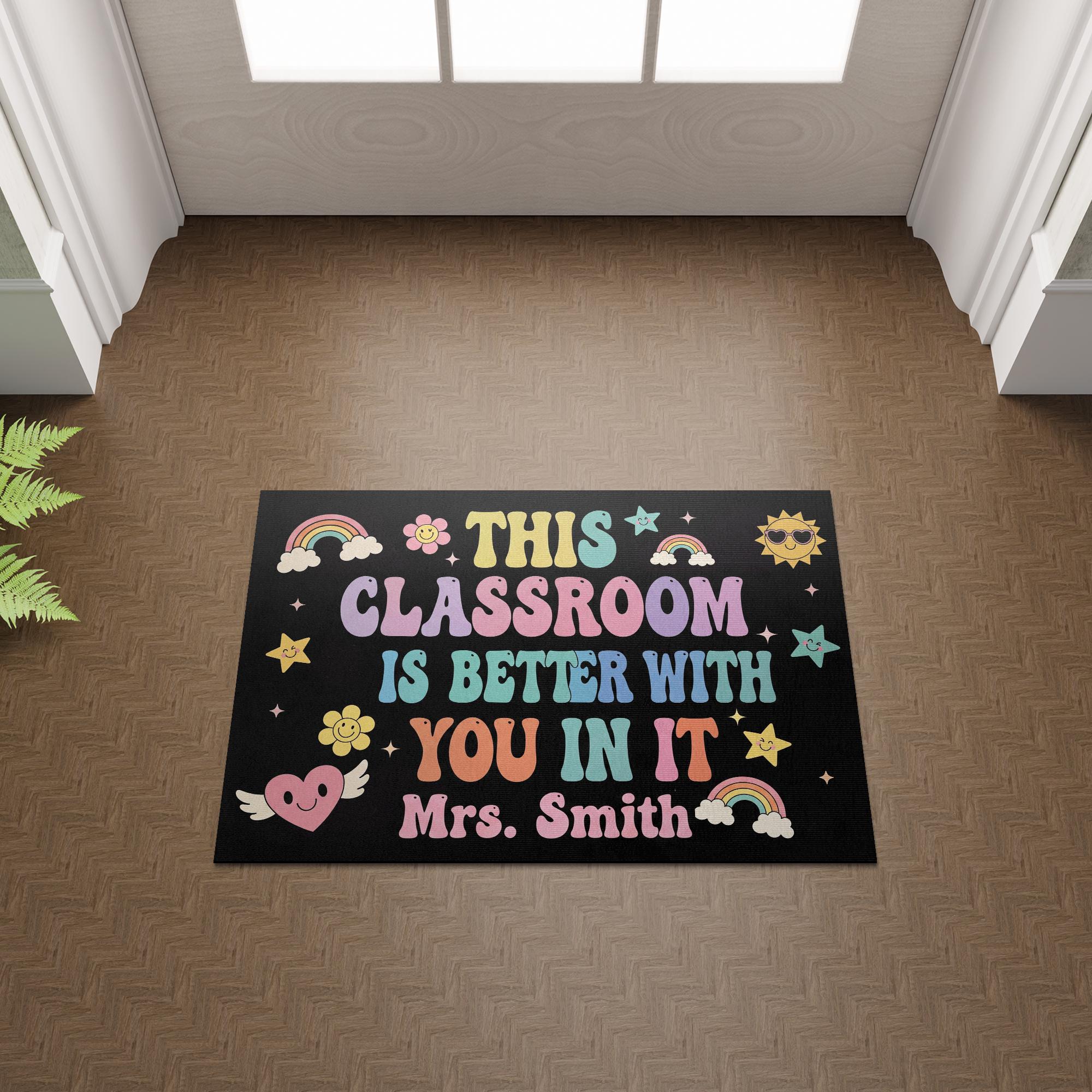 Classroom Welcome Doormat, Back to School Teacher Rug, Cute Entry Mat for Students, Personalized Door Mat, Teacher Decor, Cute Class