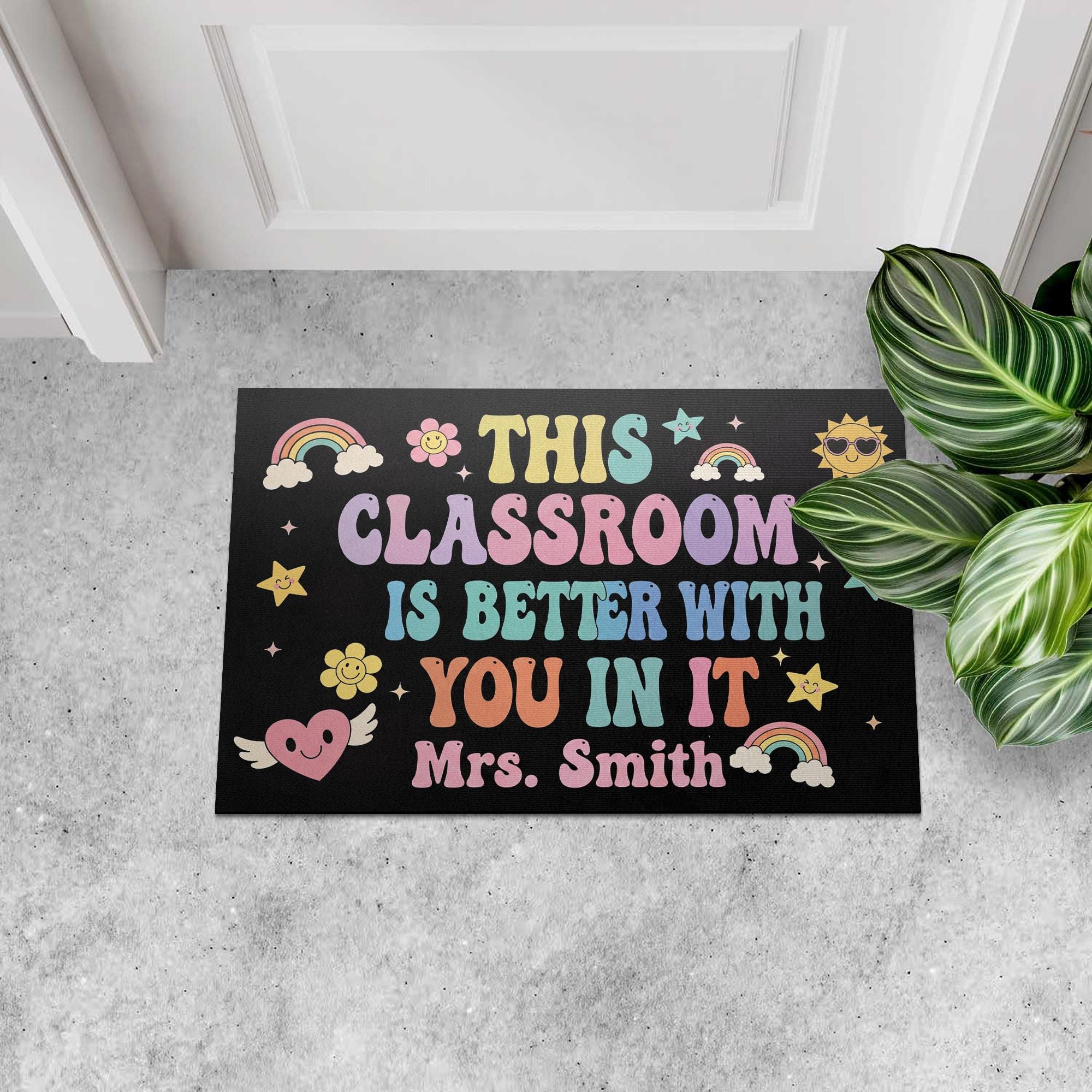 Classroom Welcome Doormat, Back to School Teacher Rug, Cute Entry Mat for Students, Personalized Door Mat, Teacher Decor, Cute Class