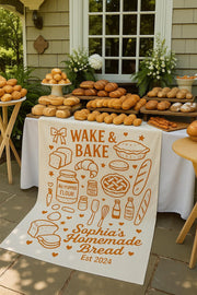 Wake & Bake Bakery Banner - Custom Bread Shop Sign - Baker Homemade Bread Tapestry - Farmer’s Market Decor - Rustic Bakery Wall Hanging