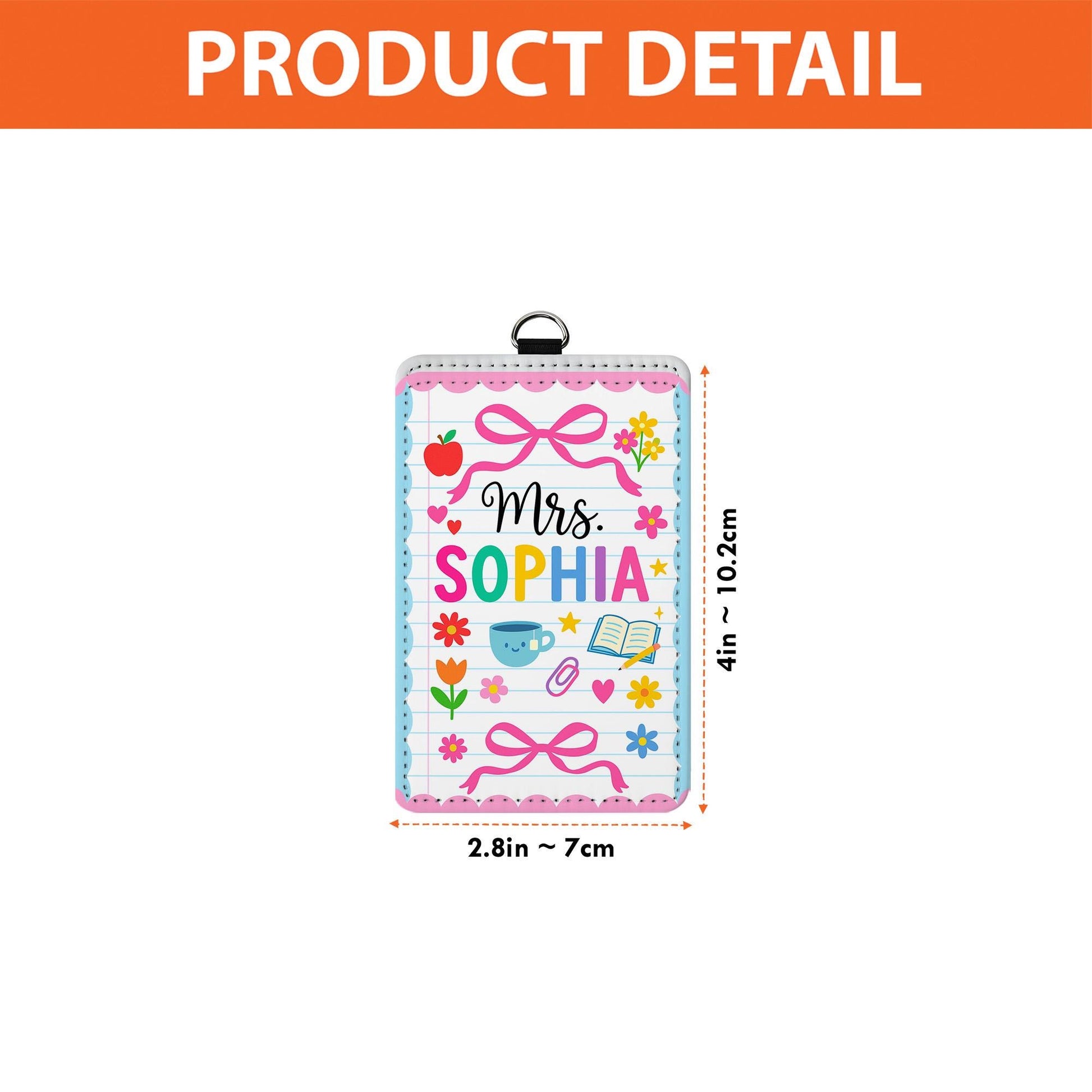 Personalized Teacher Badge Holder, Back to School ID Card, Cute Pink Teacher Lanyard, Classroom Accessory, Floral Teacher Gift for Women