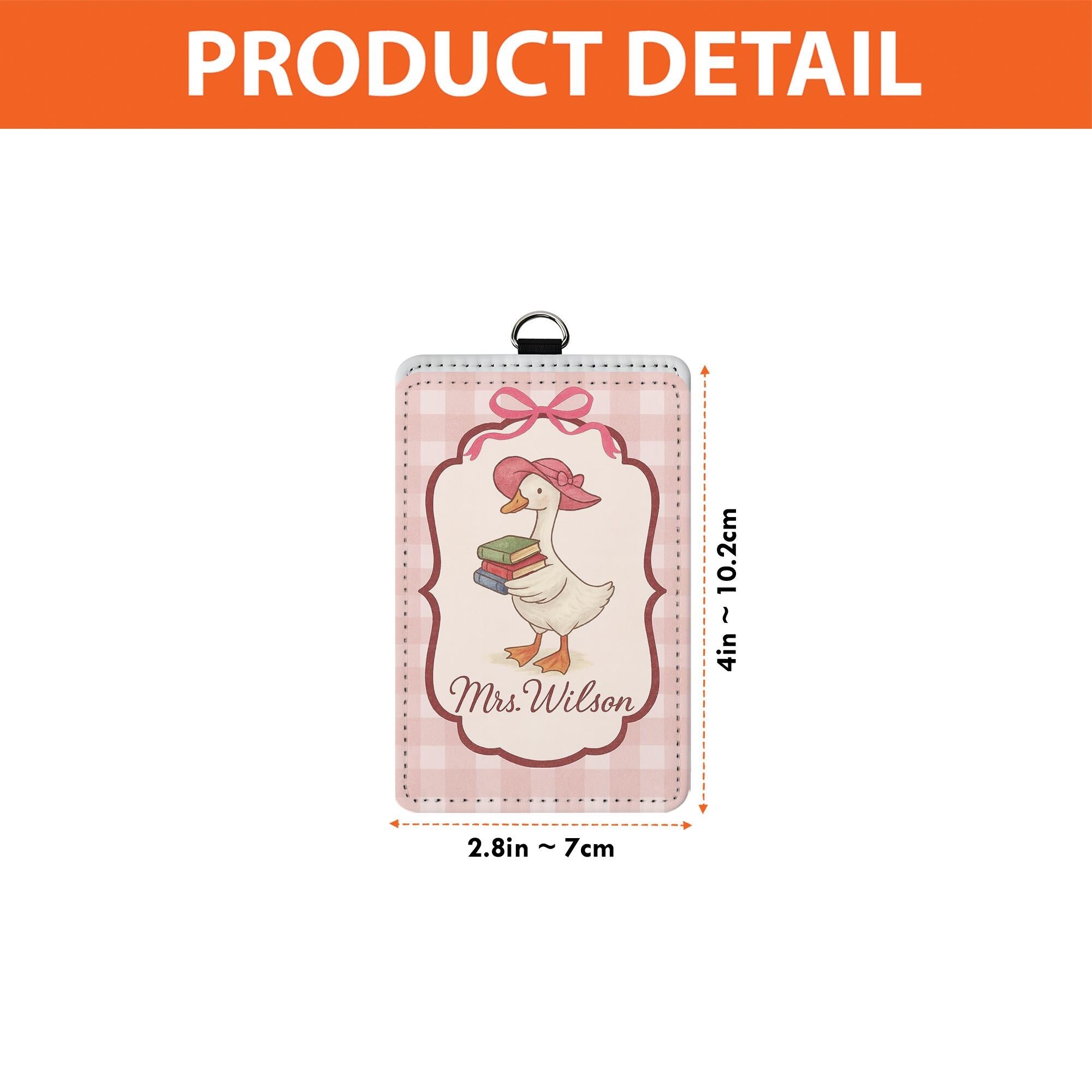 Personalized Silly Goose Teacher Badge Holder, Back to School ID Card,Cute Pink Gingham Lanyard, Funny Classroom Accessory,Teacher Gift Idea