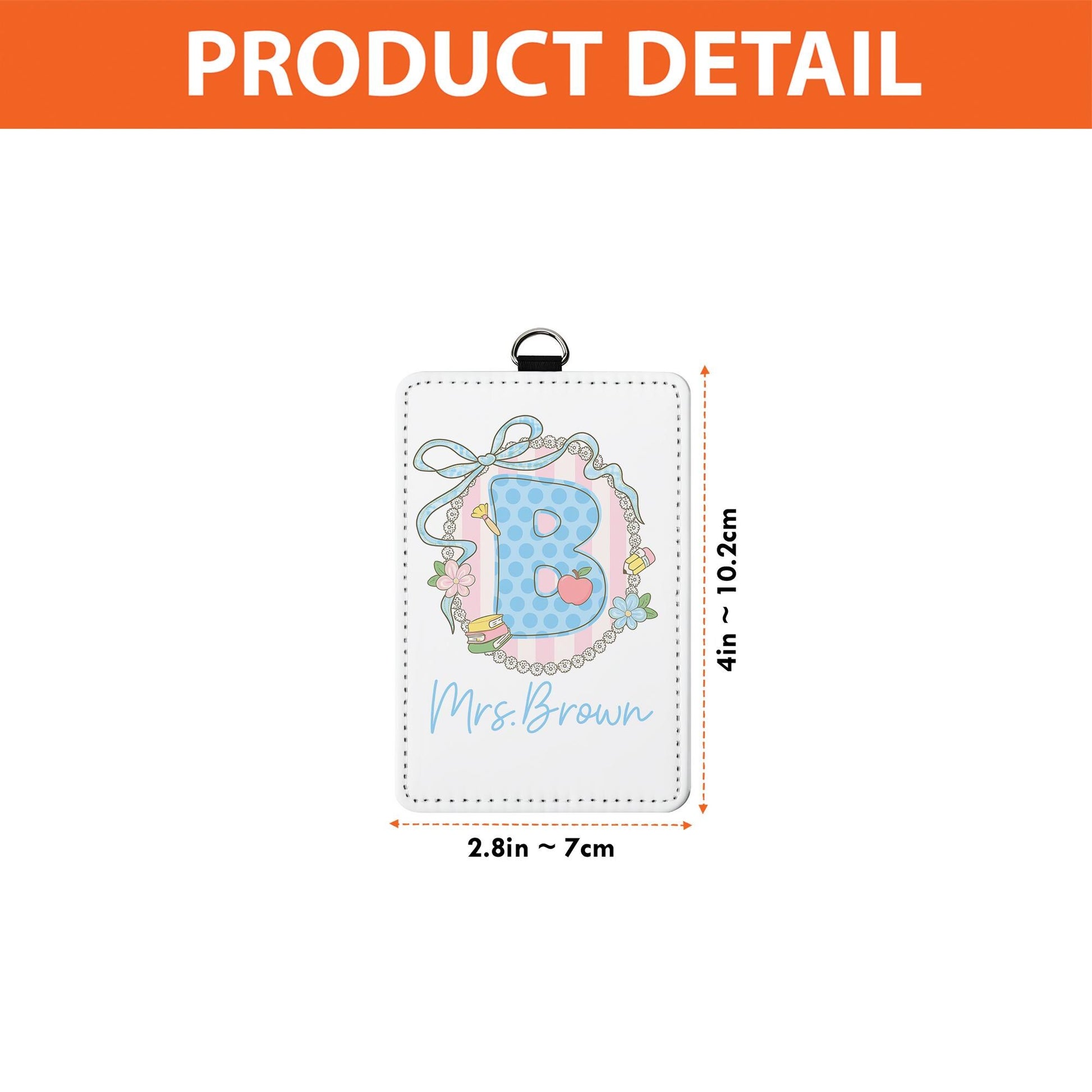 Personalized Teacher ID Holder, Custom Name Badge Holder, Cute Floral Initial Lanyard, Gift for Teacher, Classroom Accessory