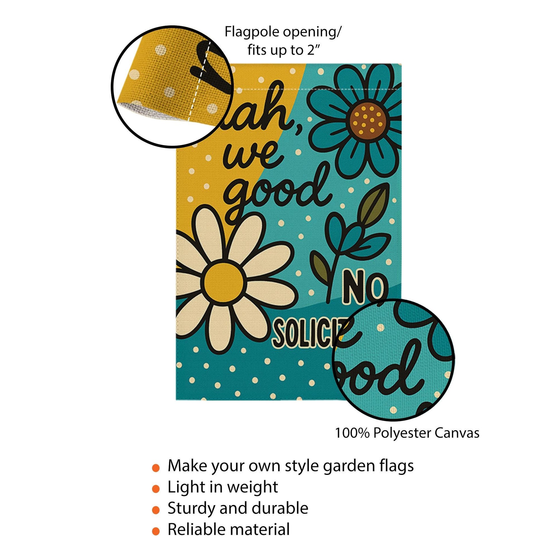 Nah We Good No Soliciting Garden Flag, Funny Yard Sign with Flowers, Bold Do Not Disturb Outdoor Decor, Floral Welcome Banner