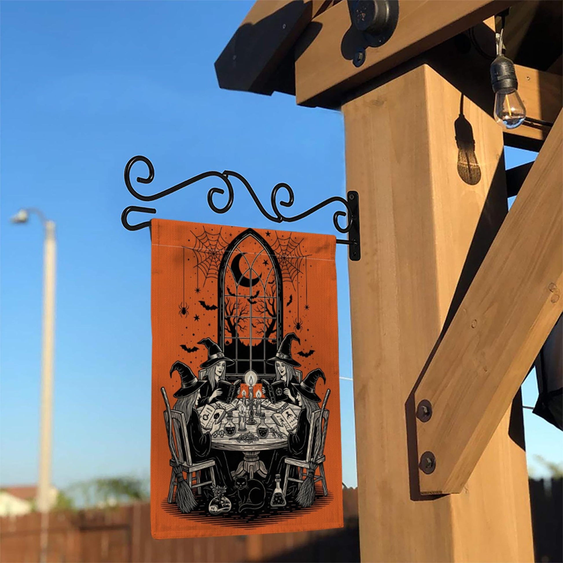 Witch Gathering Garden Flag | Halloween Witch Coven Yard Banner | Spooky Gothic Outdoor Decor | Vintage Witches House Flag