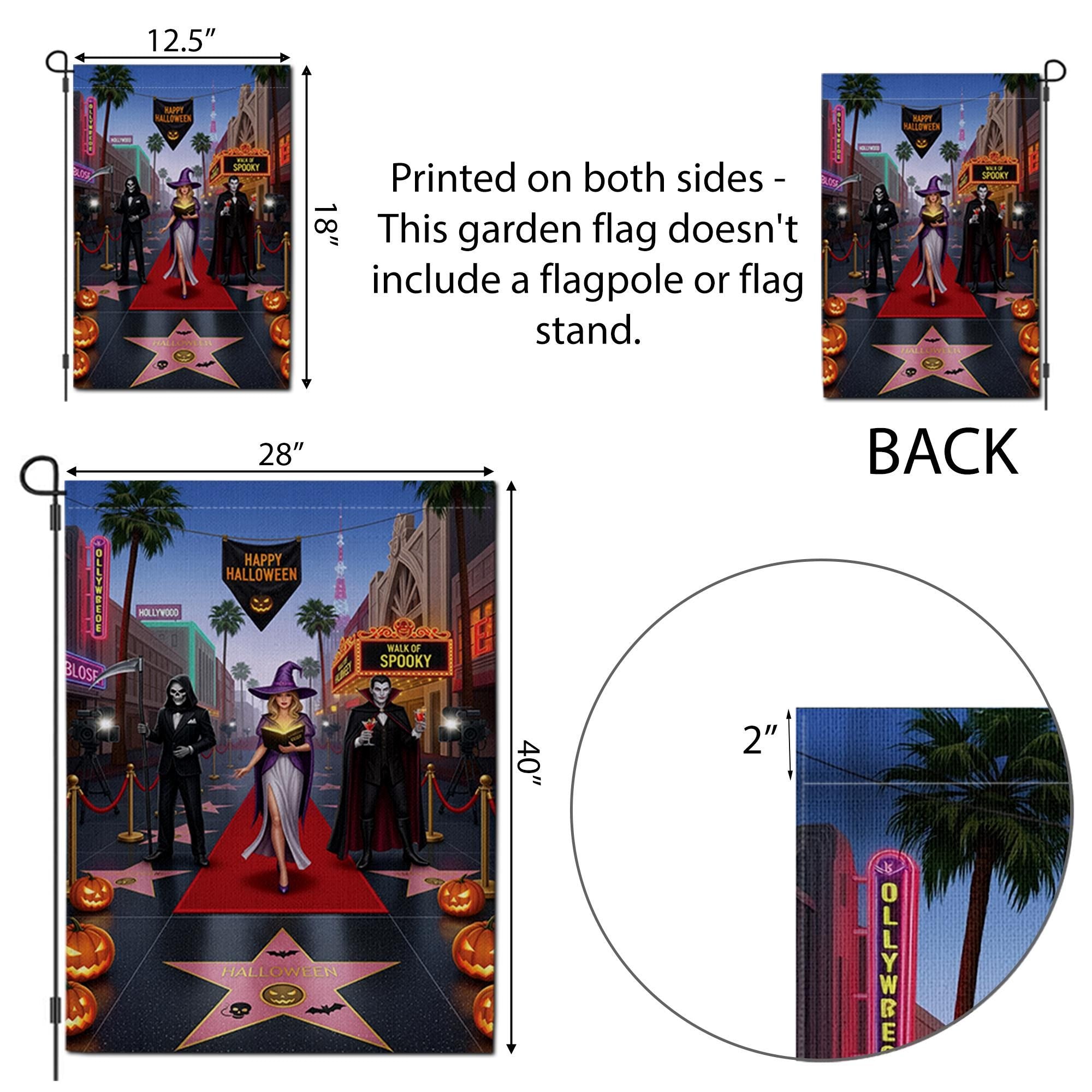Halloween Red Carpet Garden Flag | Spooky Celebrity Witch Yard Banner | Funny Horror Walk of Fame Outdoor Decor | Glam Halloween Flag