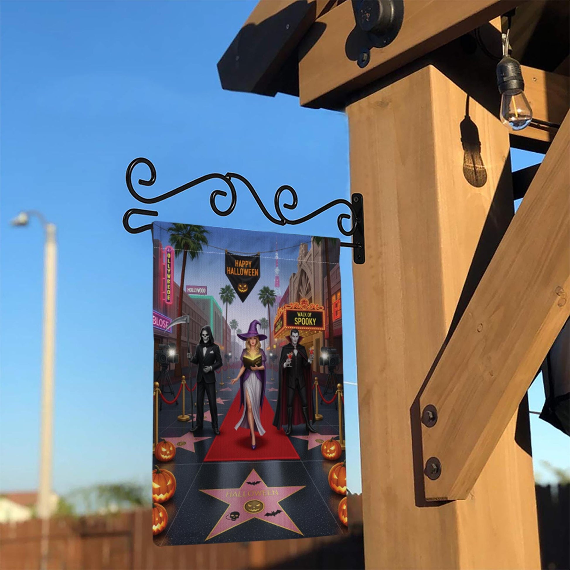 Halloween Red Carpet Garden Flag | Spooky Celebrity Witch Yard Banner | Funny Horror Walk of Fame Outdoor Decor | Glam Halloween Flag