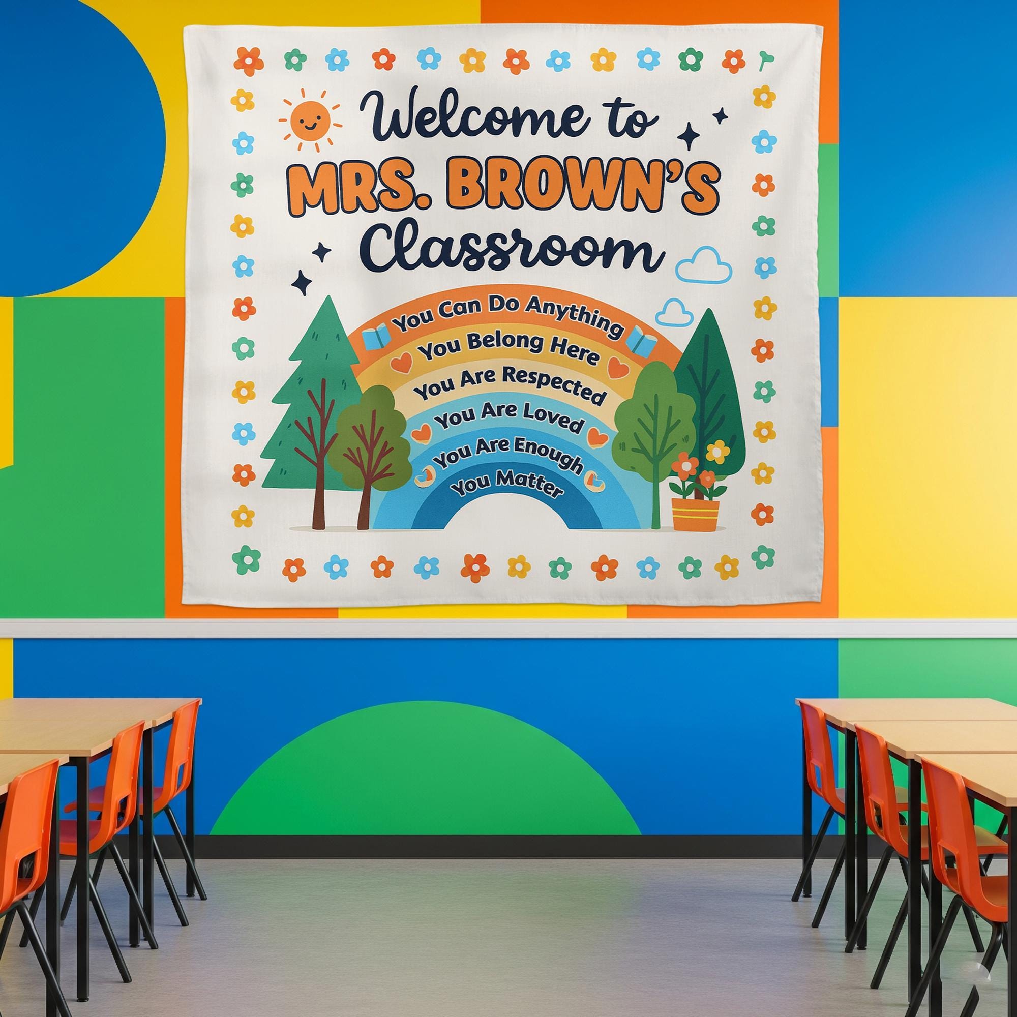 Personalized Teacher Tapestry, Custom Teacher You Are Welcome Banner, Classroom Tapestry Wall Decor, Back To School, Teacher Appreciation
