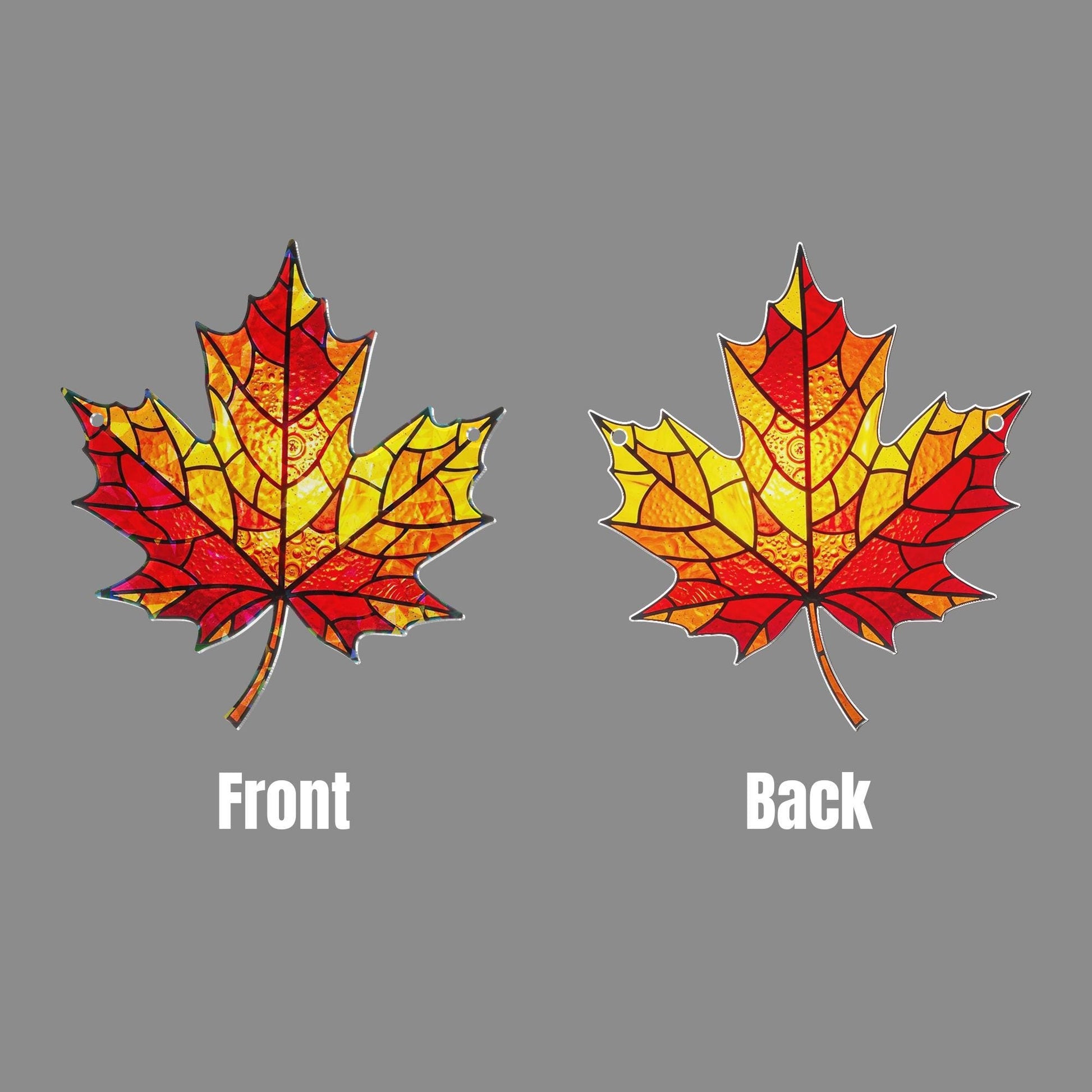 Autumn Maple Leaf Acrylic Suncatcher, Autumn Window Hanging, Holographic Fall Leaf Decor, Red Yellow Leaf Ornament, Door Accent