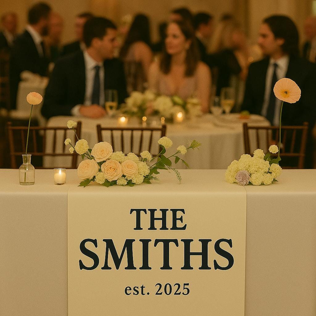 Custom Wedding Table Sign - Personalized Head Table Banner with Last Name & Est. Year - Elegant Reception Decor for Newlyweds