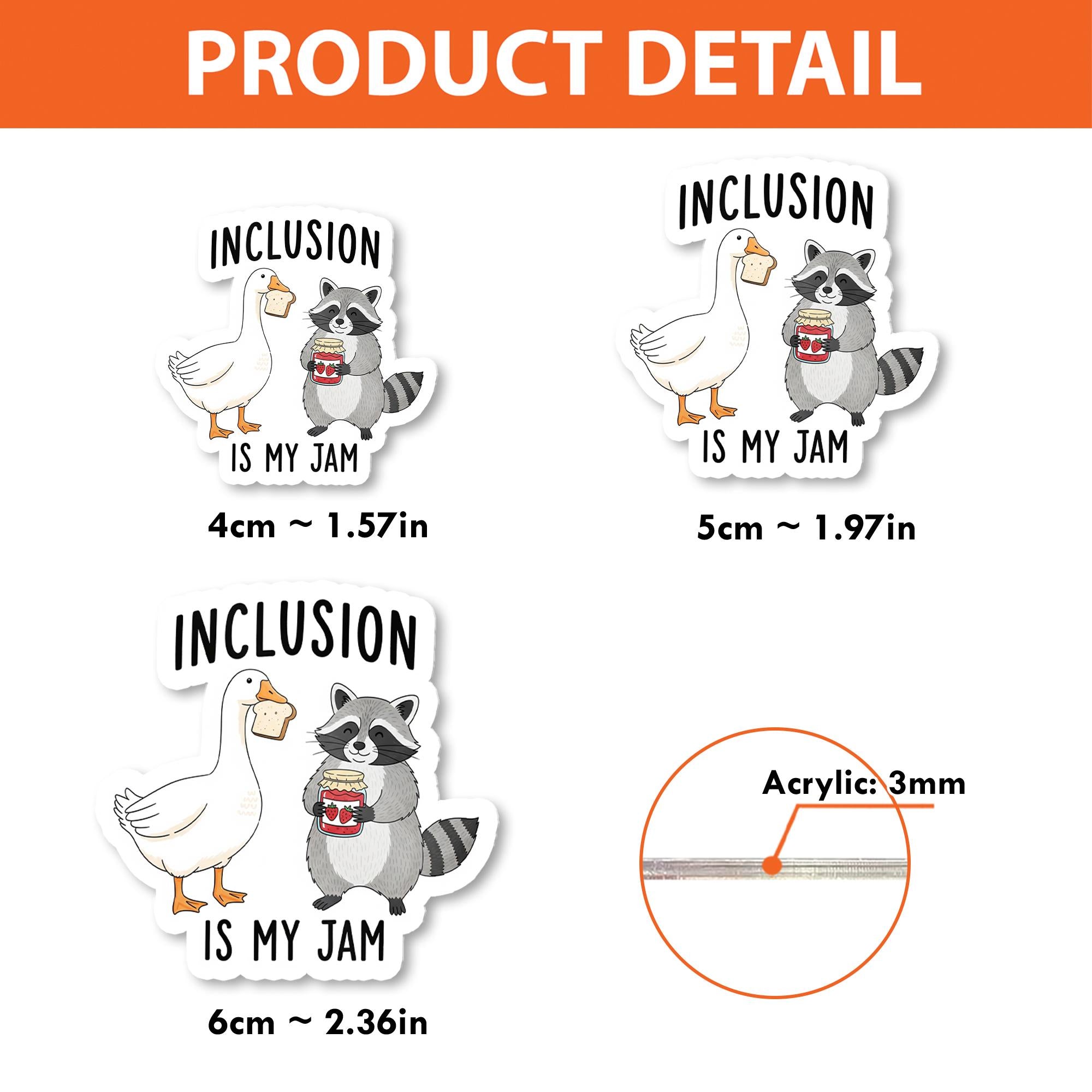 Inclusion Is My Jam Badge Reel – Cute Goose & Raccoon ID Holder for SPED Teachers, Funny Inclusive Lanyard Clip, School Staff Gift