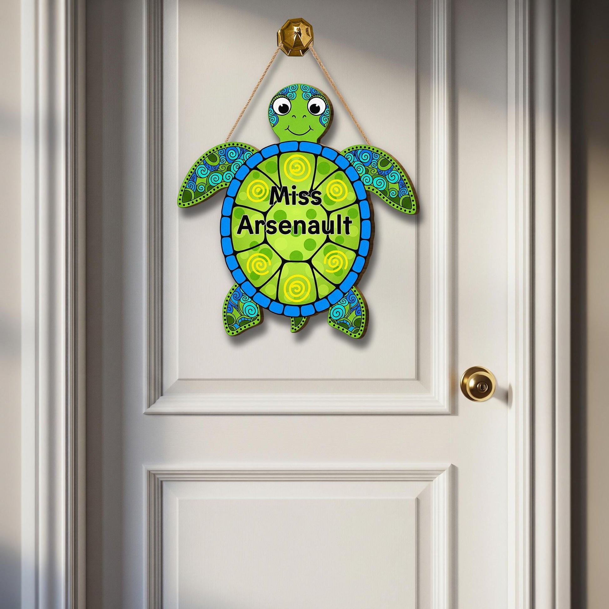 Personalized Turtle Classroom Door Sign – Custom Teacher Name Decor, Ocean Theme Teacher Gift, Back to School Door Hanger, Ocean Animal Sign