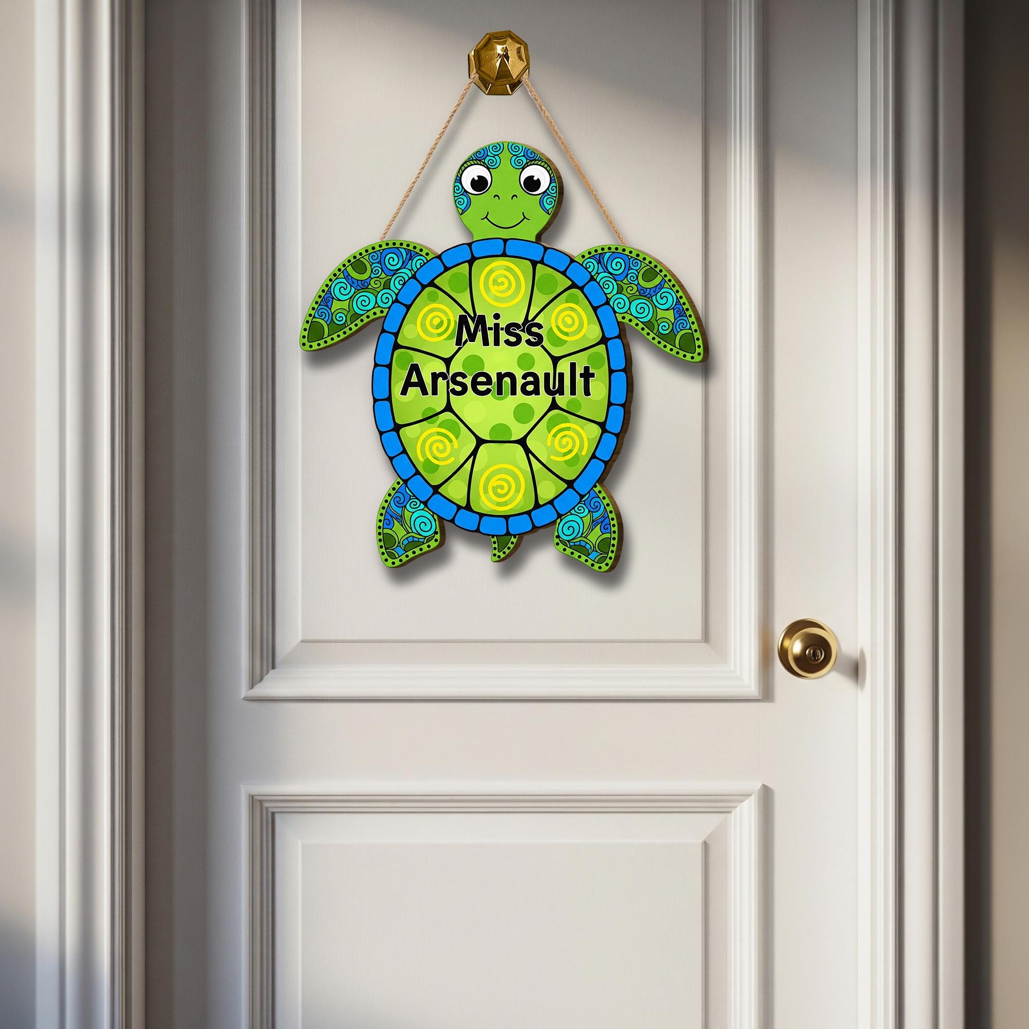 Personalized Turtle Classroom Door Sign – Custom Teacher Name Decor, Ocean Theme Teacher Gift, Back to School Door Hanger, Ocean Animal Sign