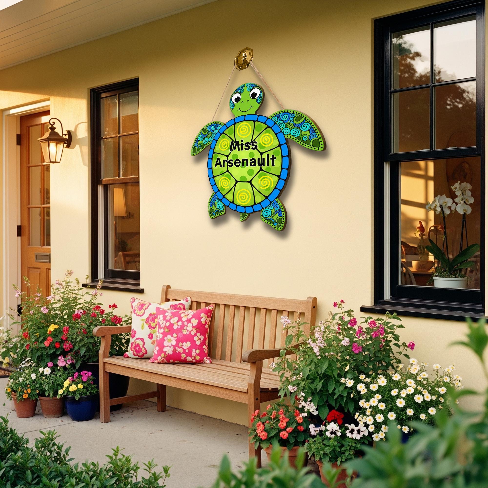 Personalized Turtle Classroom Door Sign – Custom Teacher Name Decor, Ocean Theme Teacher Gift, Back to School Door Hanger, Ocean Animal Sign