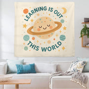 Learning Is Out of This World Tapestry, Space Classroom Wall Decor, Planet Teacher Banner, Cute Outer Space School Wall Art