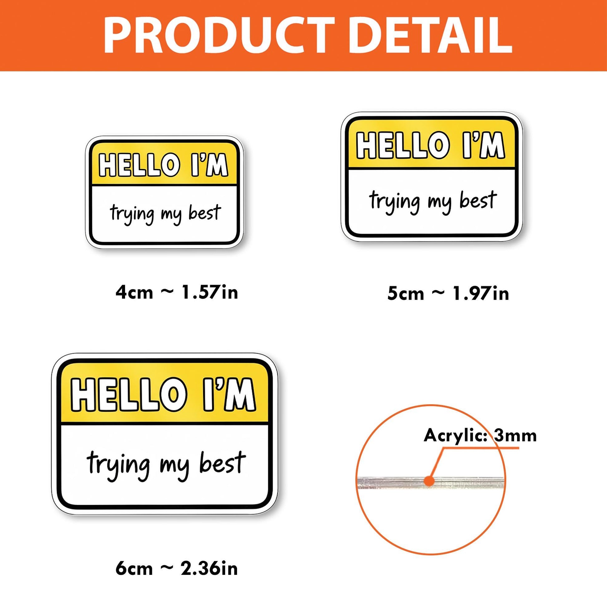 Funny “Hello I’m Trying My Best” Badge Reel – Cute ID Holder, Nurse Teacher Work Humor Accessory, Mental Health Gift, Work Accessories