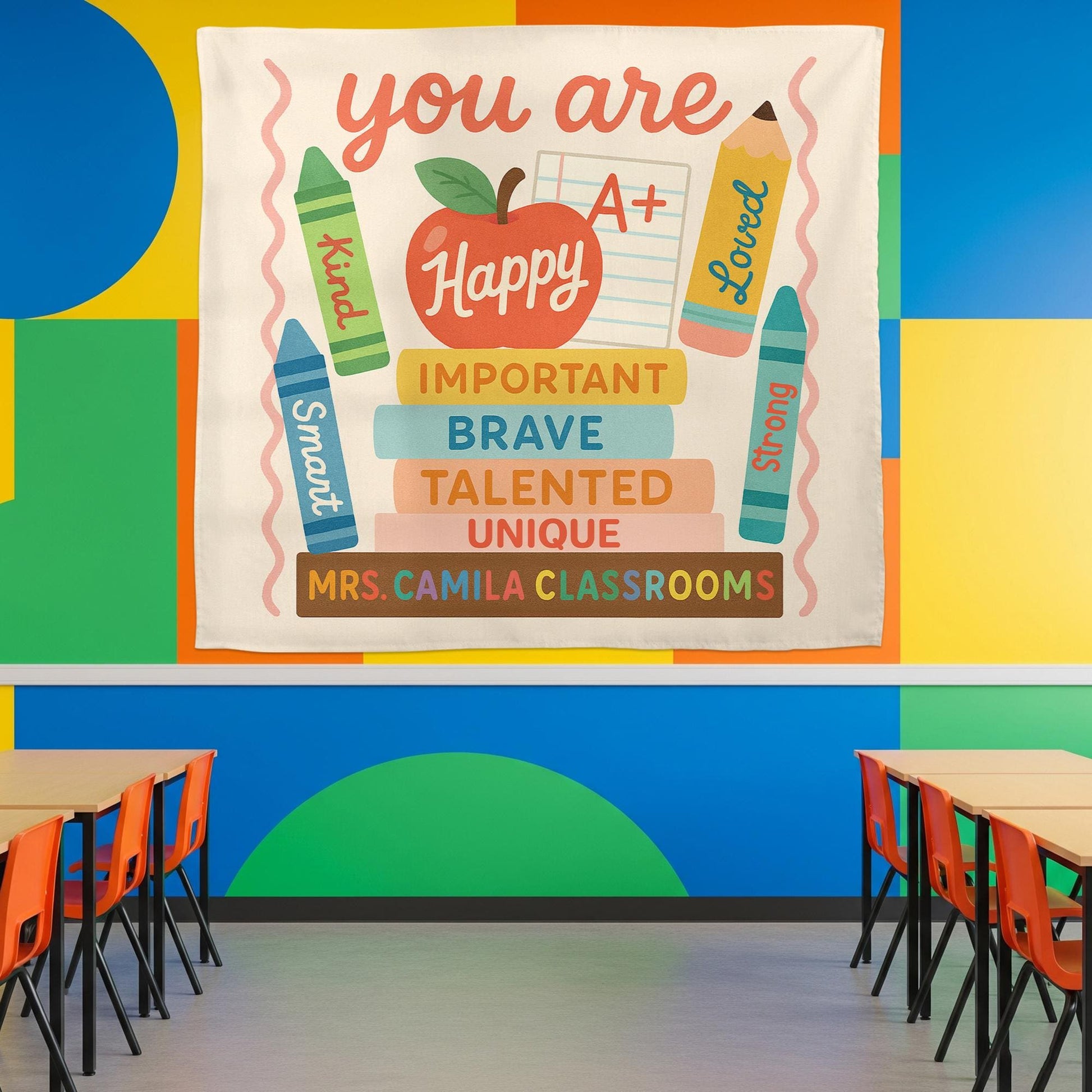 You AreTapestry, Positive Affirmation Wall Art, Back to School Teacher Decor, Tapestry for Kindergarten, Preschool, Cute Decor Classroom