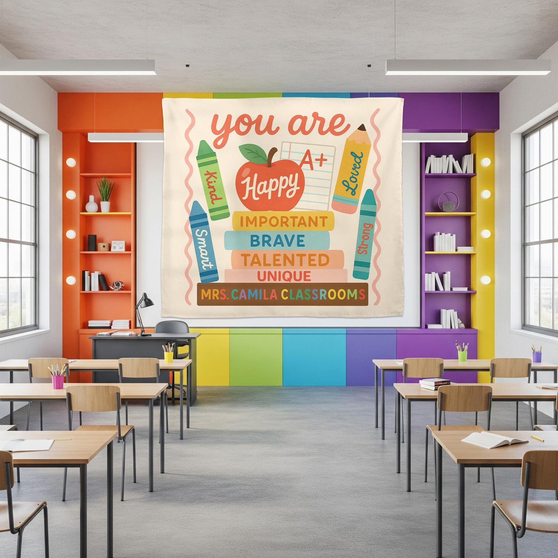 You AreTapestry, Positive Affirmation Wall Art, Back to School Teacher Decor, Tapestry for Kindergarten, Preschool, Cute Decor Classroom