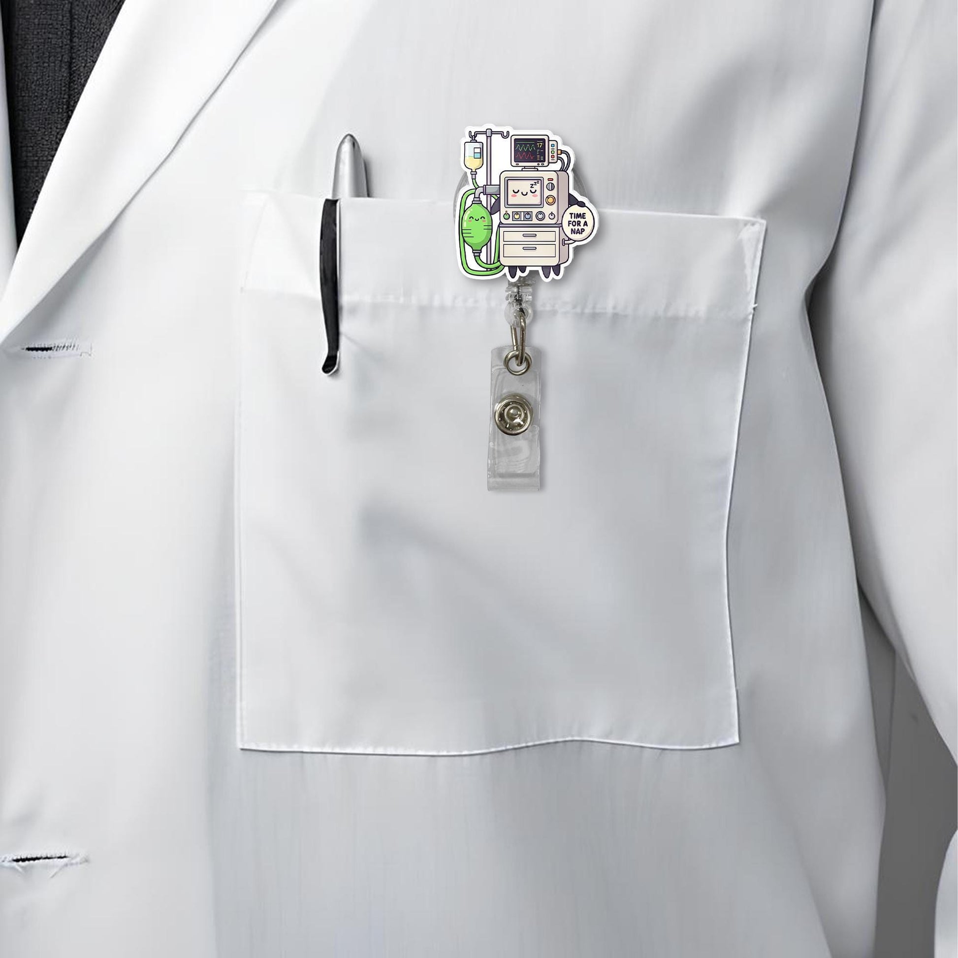 Funny ICU Badge Reel, Kawaii Nurse ID Holder, Cute Medical Badge Clip, Retractable Badge for RN, Respiratory, Anesthesia, Techs