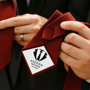 Custom Wedding Necktie with Personalized Photo Tie Patch – Groomsmen, Best Man, Father of the Bride Gift with Monogram & Date