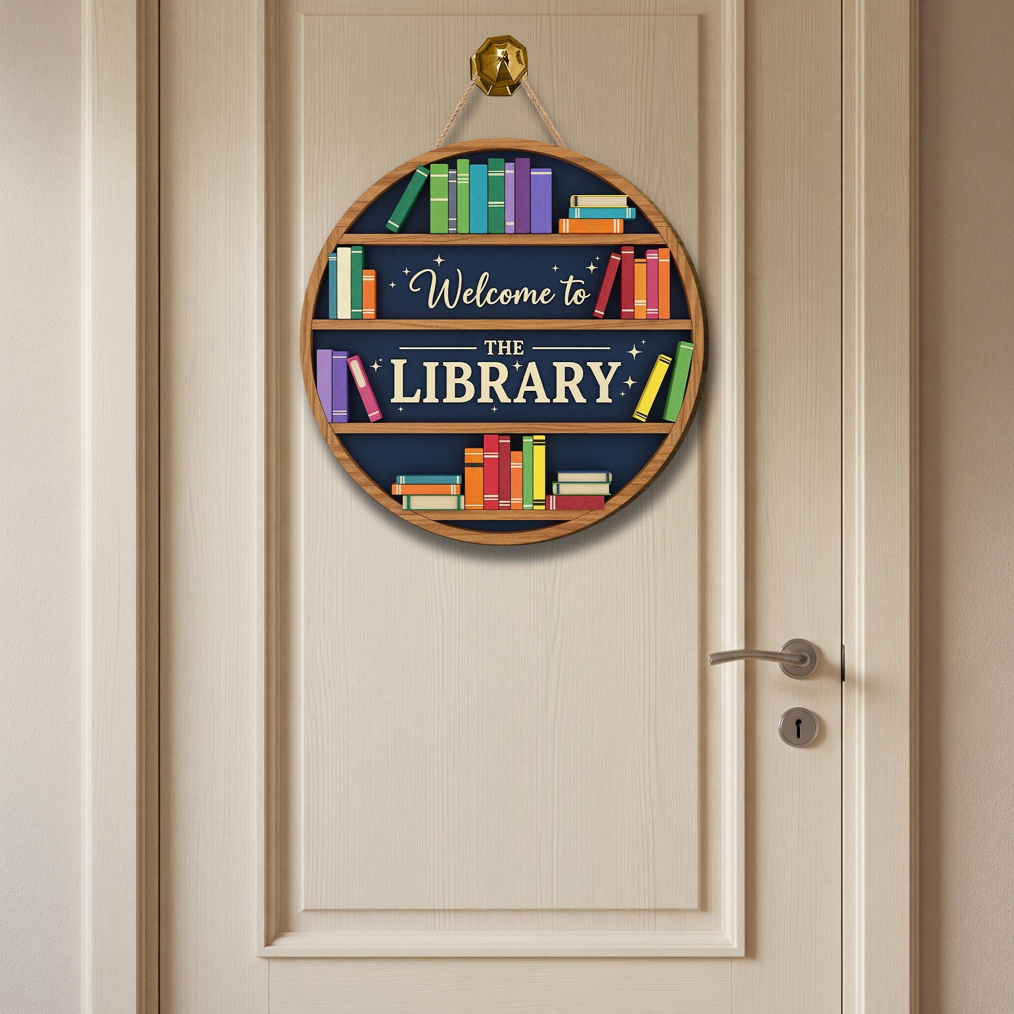 Welcome to the Library Door Sign – Book Shelf Wall Decor for School, Classroom, Public Library or Reading Nook, Classroom Library Sign