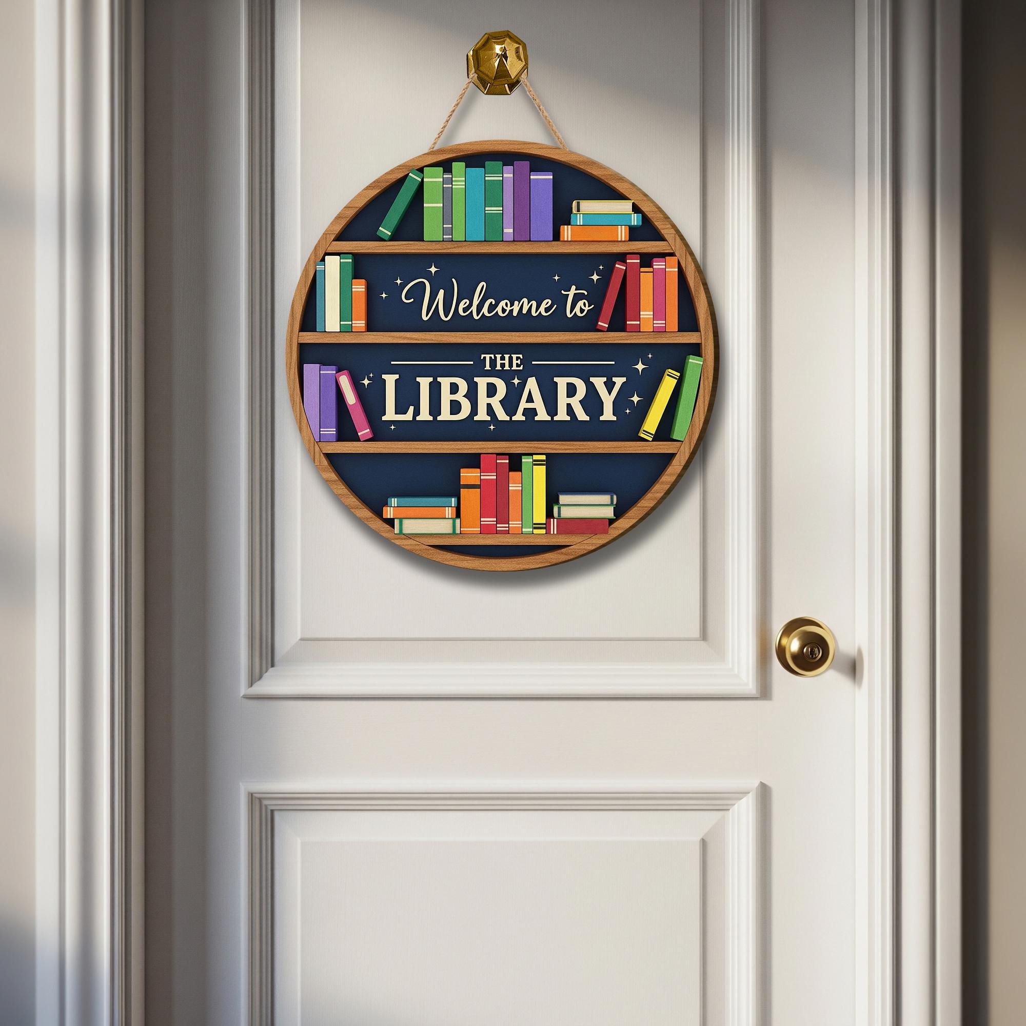Welcome to the Library Door Sign – Book Shelf Wall Decor for School, Classroom, Public Library or Reading Nook, Classroom Library Sign