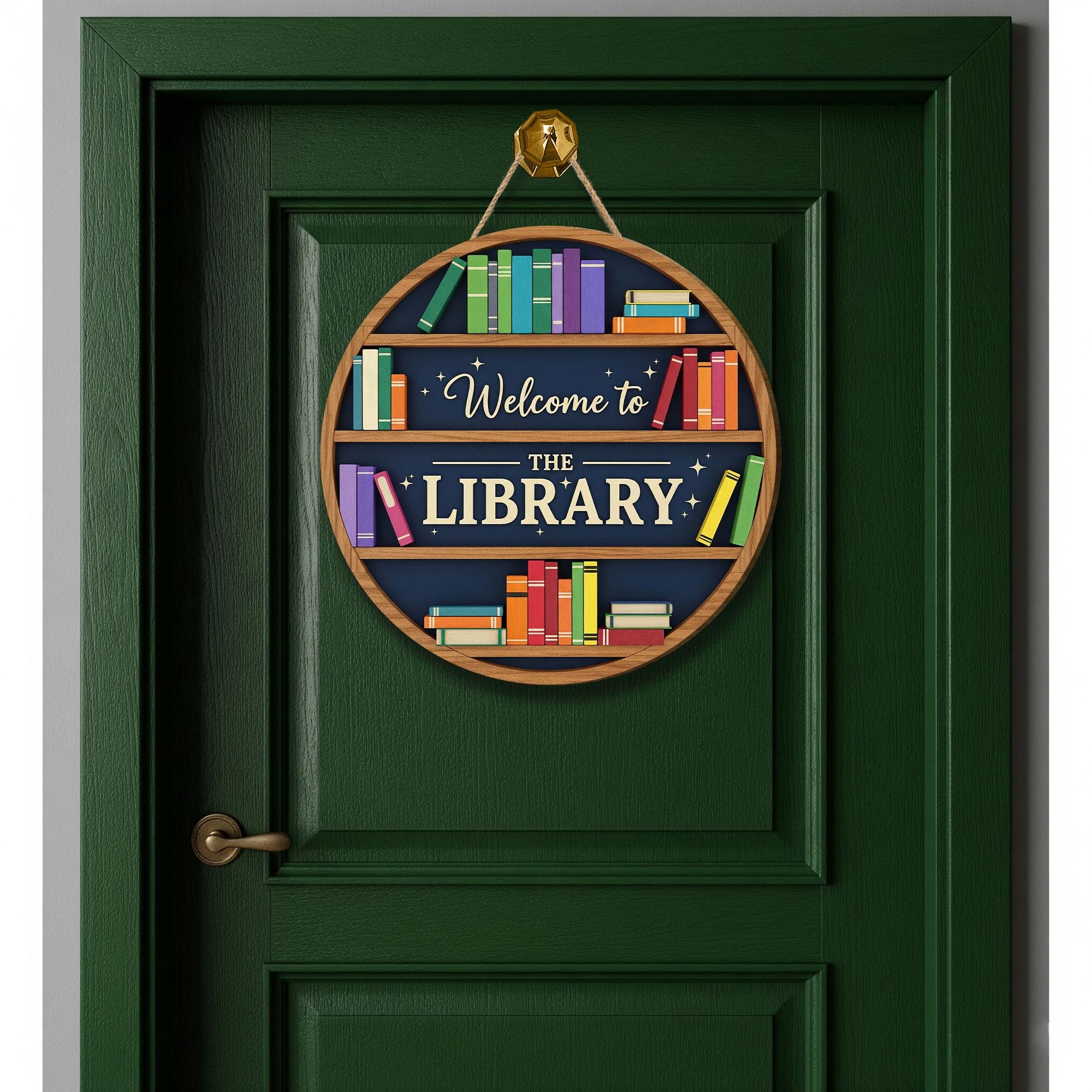 Welcome to the Library Door Sign – Book Shelf Wall Decor for School, Classroom, Public Library or Reading Nook, Classroom Library Sign