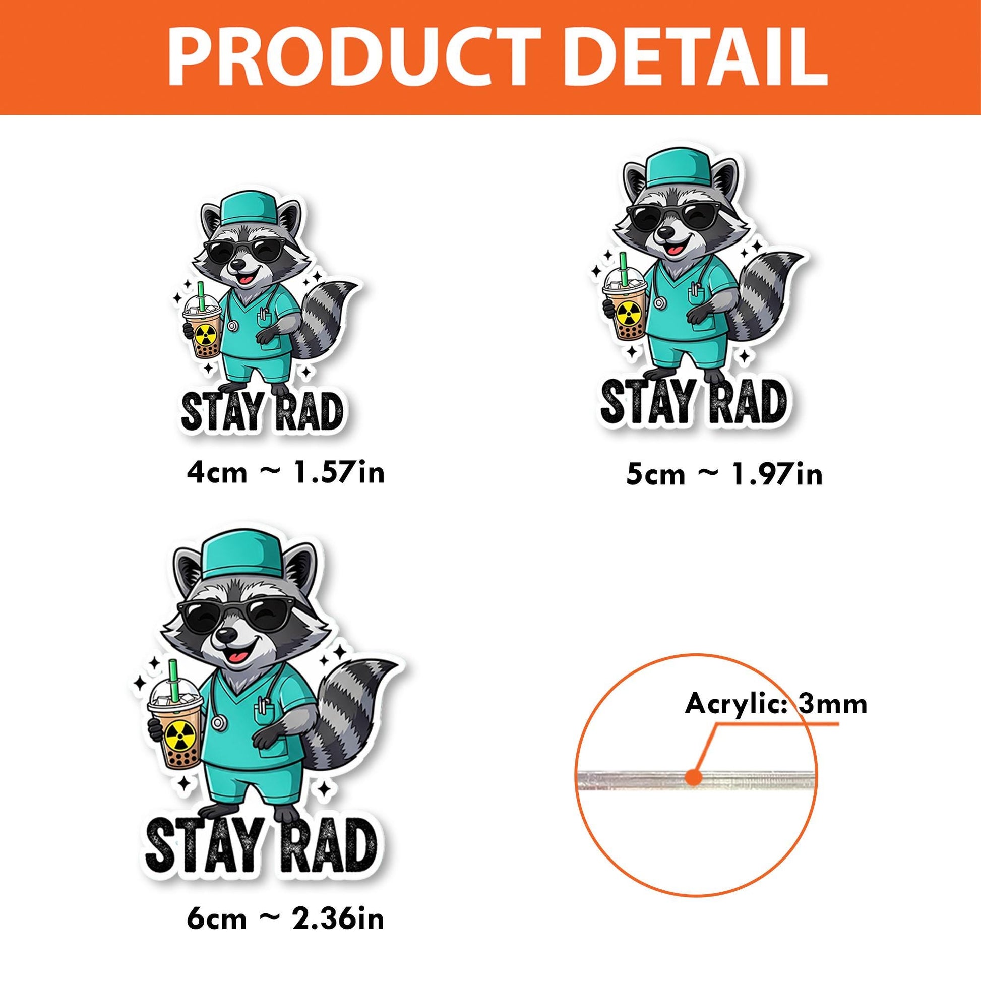 Stay Rad Badge Reel, Funny Radiology ID Clip, Raccoon Medical Badge, Cute X-Ray Tech Gift, Healthcare Accessory, Scrub Life Reel