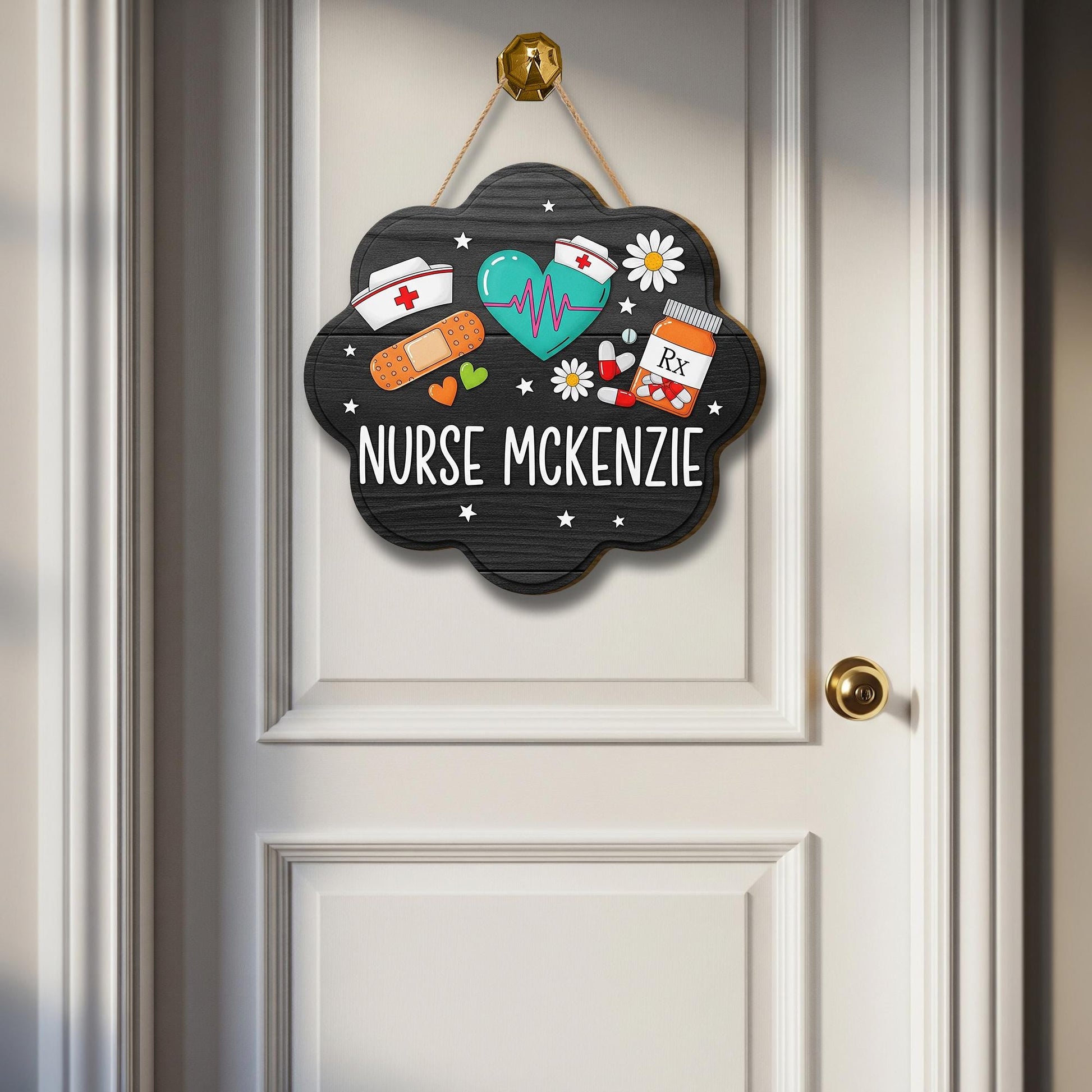 Personalized Nurse Door Sign – Custom Hanging Plaque with Medical Icons, Nurse Name Decor for Clinic, Office, or School Health Room, Nurse