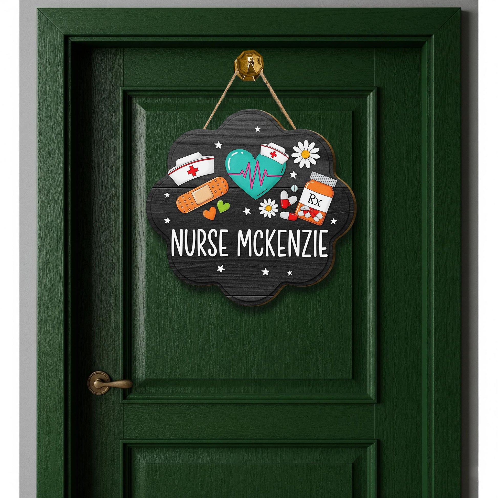 Personalized Nurse Door Sign – Custom Hanging Plaque with Medical Icons, Nurse Name Decor for Clinic, Office, or School Health Room, Nurse