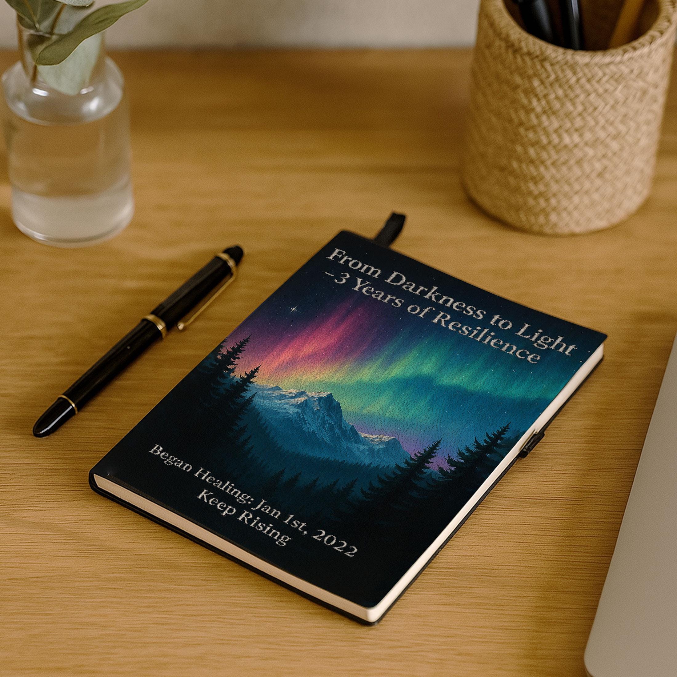 Aurora Sobriety Journal | Custom Recovery Notebook Gift | 3 Years Sober Anniversary | Mental Health Healing Keepsake | Sober Birthday Token