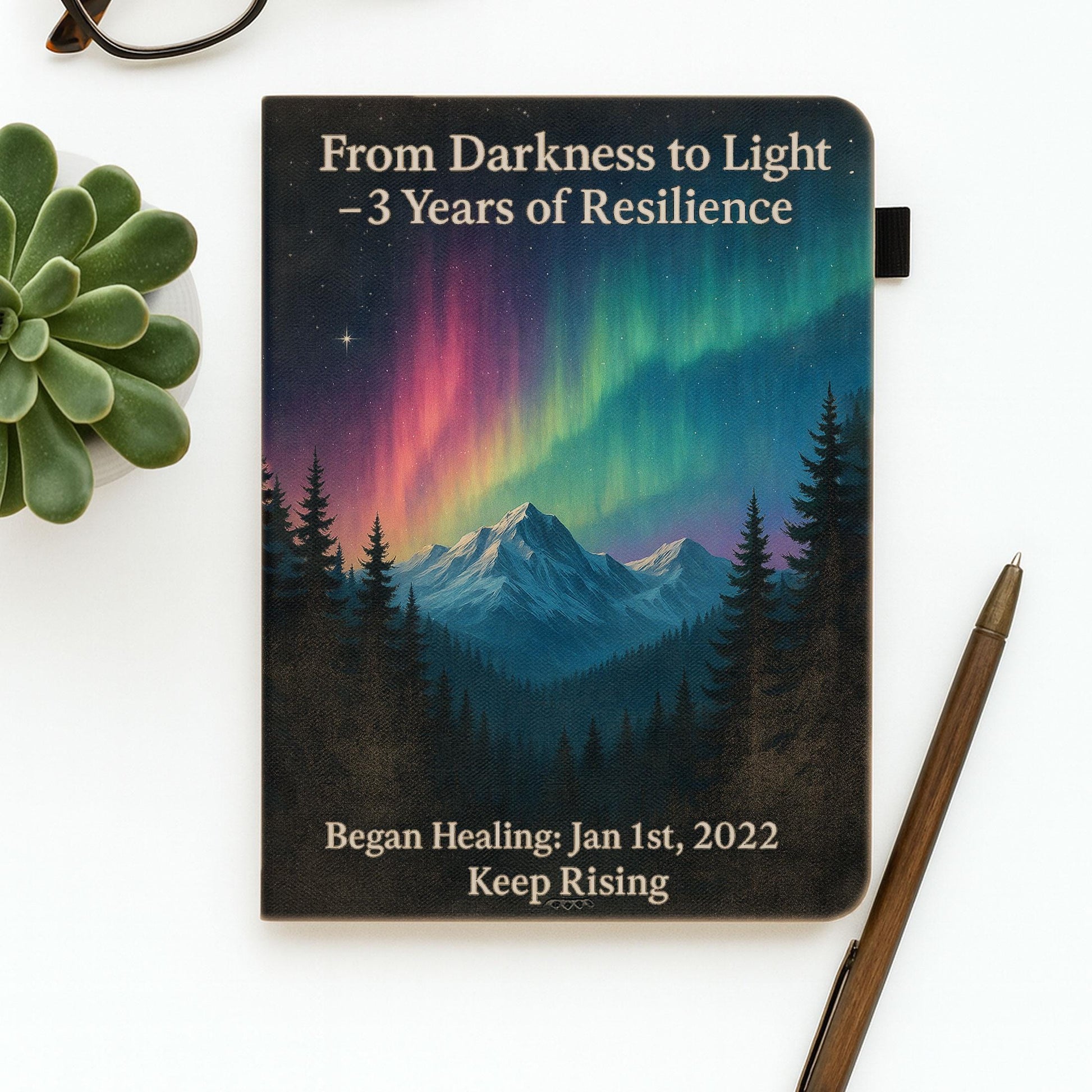 Aurora Sobriety Journal | Custom Recovery Notebook Gift | 3 Years Sober Anniversary | Mental Health Healing Keepsake | Sober Birthday Token
