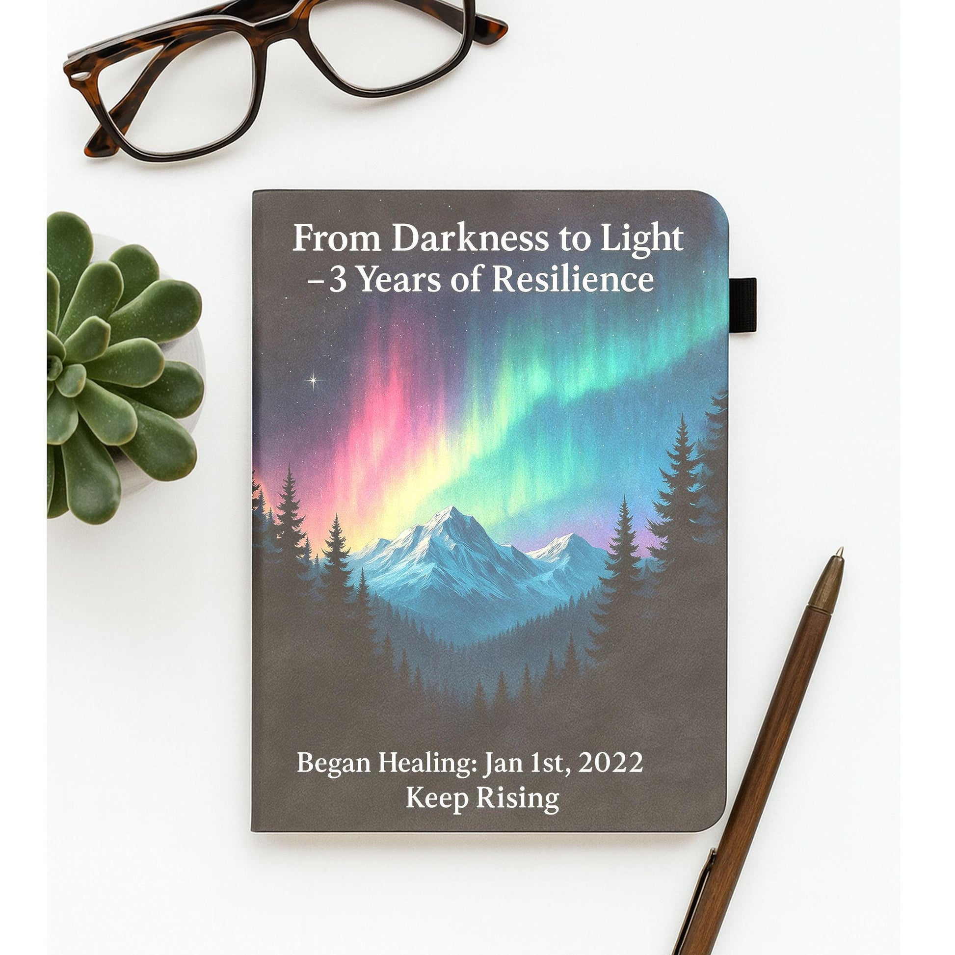 Aurora Sobriety Journal | Custom Recovery Notebook Gift | 3 Years Sober Anniversary | Mental Health Healing Keepsake | Sober Birthday Token