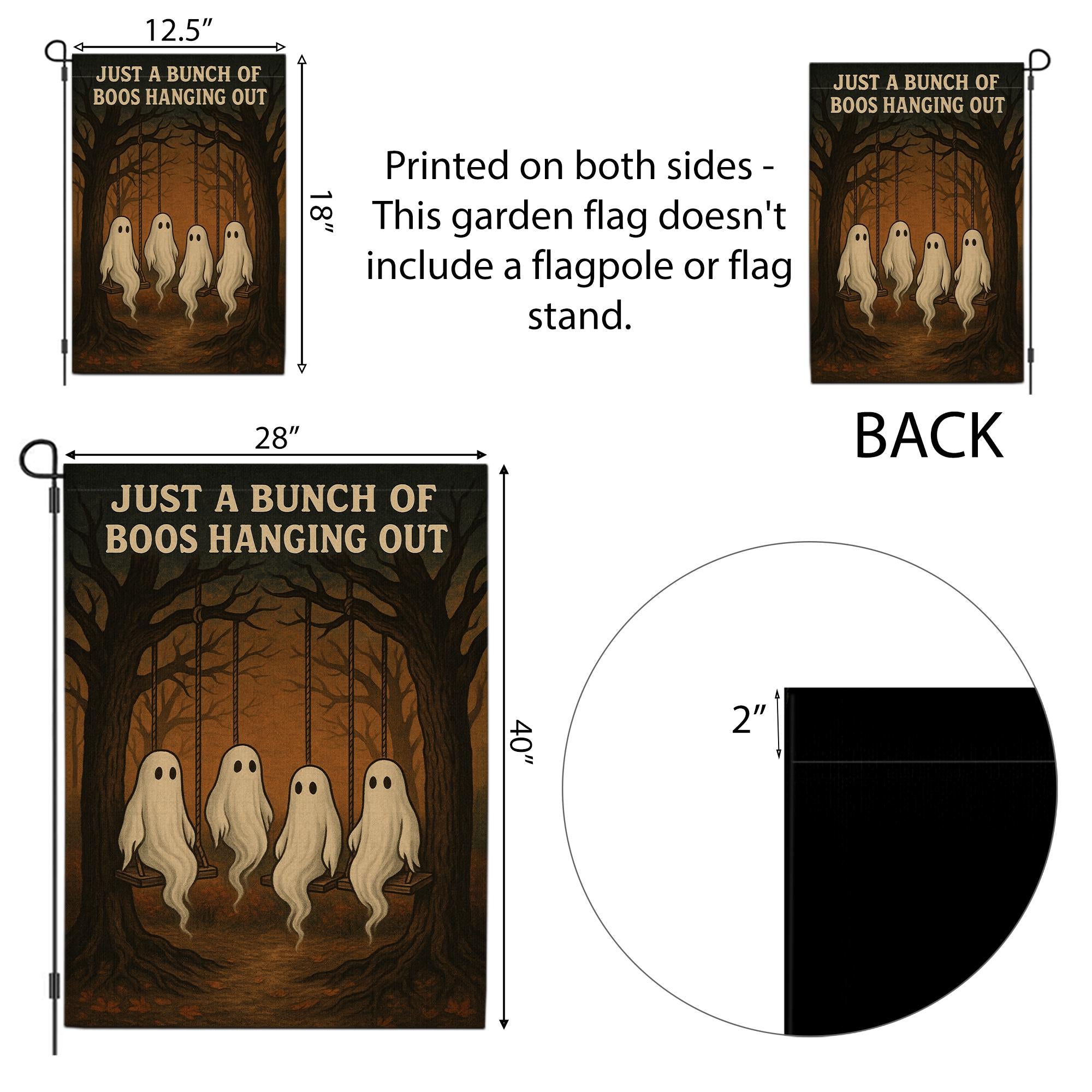 Just a Bunch of Boos Garden Flag, Funny Halloween Ghost Yard Sign, Spooky Swing Decor, Fall Outdoor Decoration, Haunted Lawn Flag