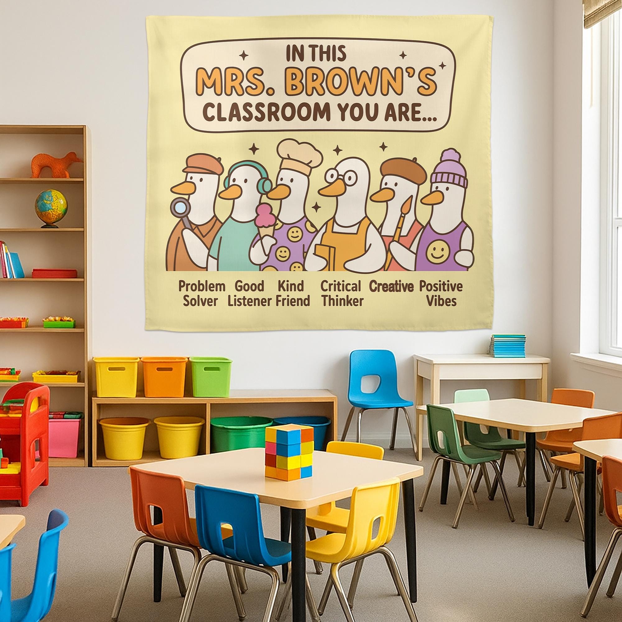 Funny Goose Classroom Poster, In This Classroom You Are Sign with Custom Teacher Name, Positive Vibes Back to School Wall Decor, Goose Decor