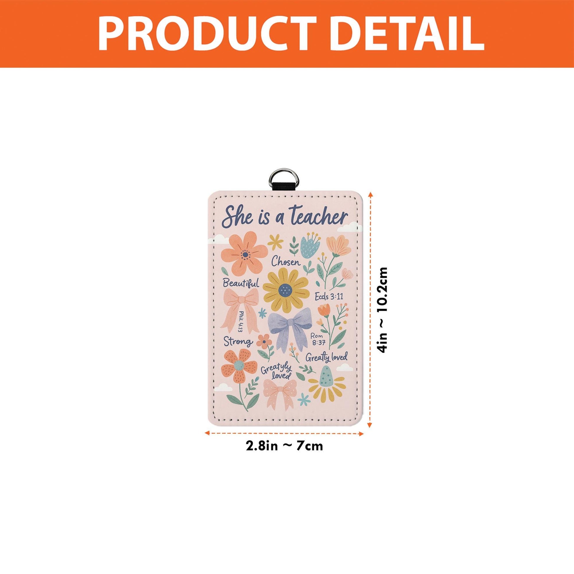 Christian Teacher Badge Reel Holder – Floral Scripture ID Holder with “She is a Teacher” Quote, Inspiring Gift for Faithful Educators