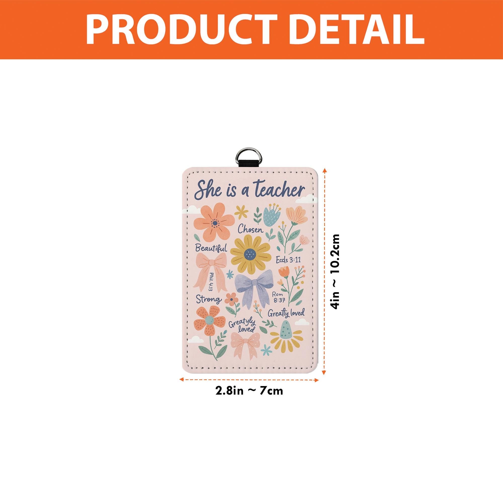 Christian Teacher Badge Reel Holder – Floral Scripture ID Holder with “She is a Teacher” Quote, Inspiring Gift for Faithful Educators