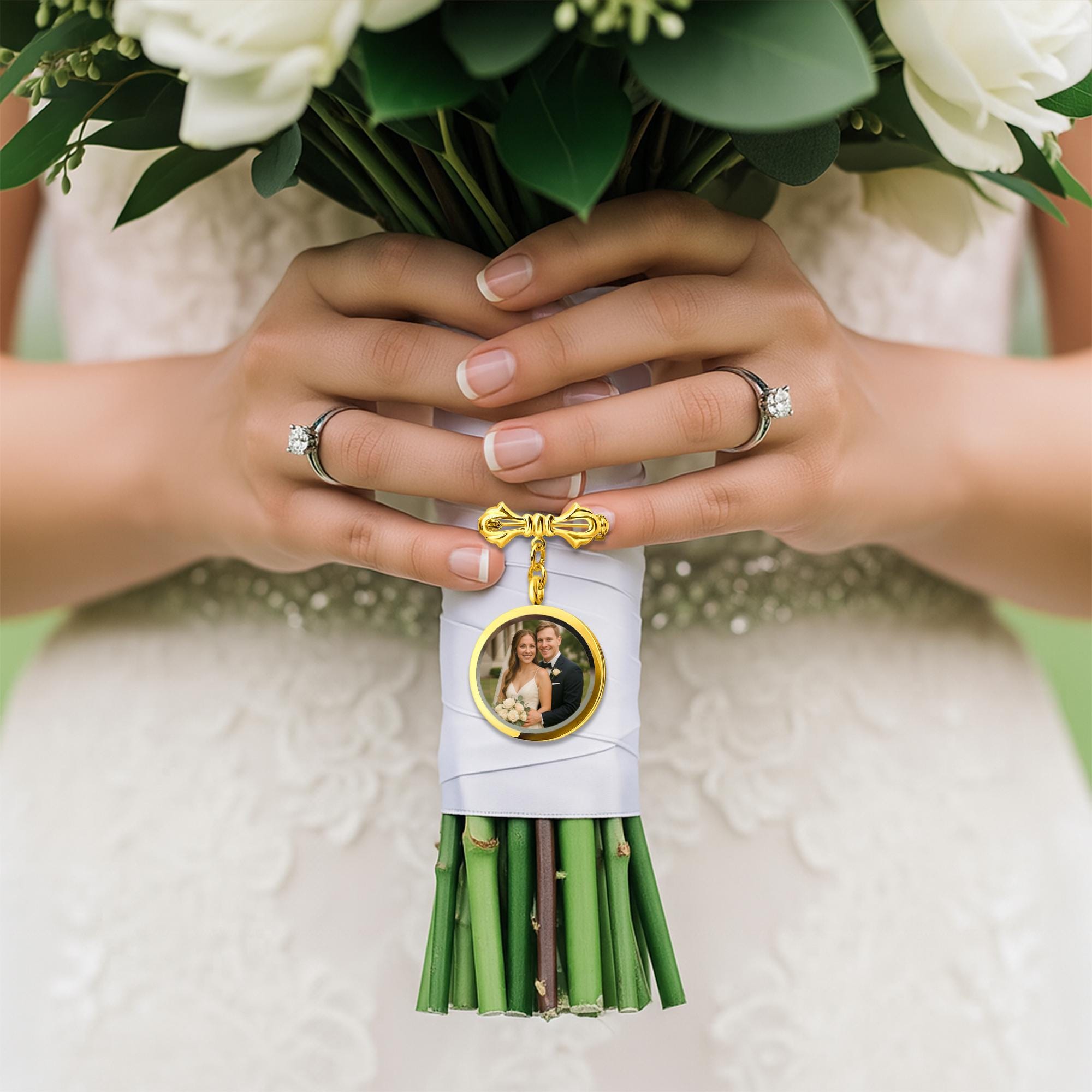 Custom Wedding Photo Lapel Pin – Personalized Bride & Groom Keepsake with Names and Date, Anniversary Gift, Groom or Bride Pin