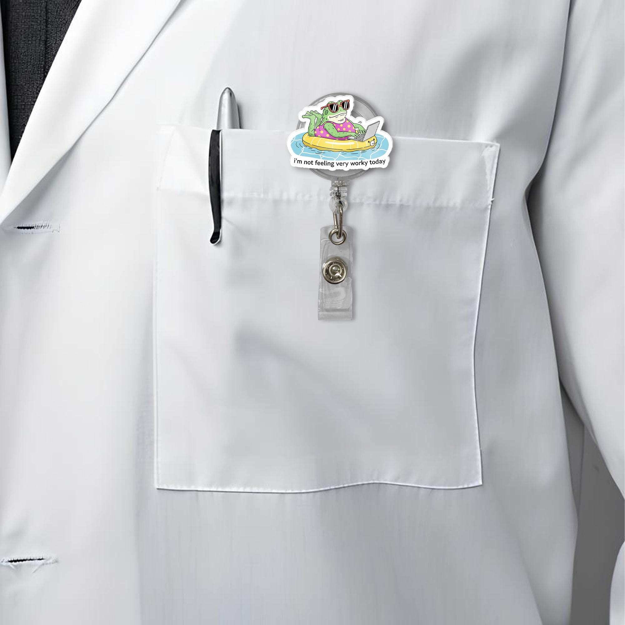 Funny Frog Badge Reel – "Not Feeling Very Worky Today" Cute Retractable ID Holder, Office Humor Badge Clip for Nurses, Teachers, Staff