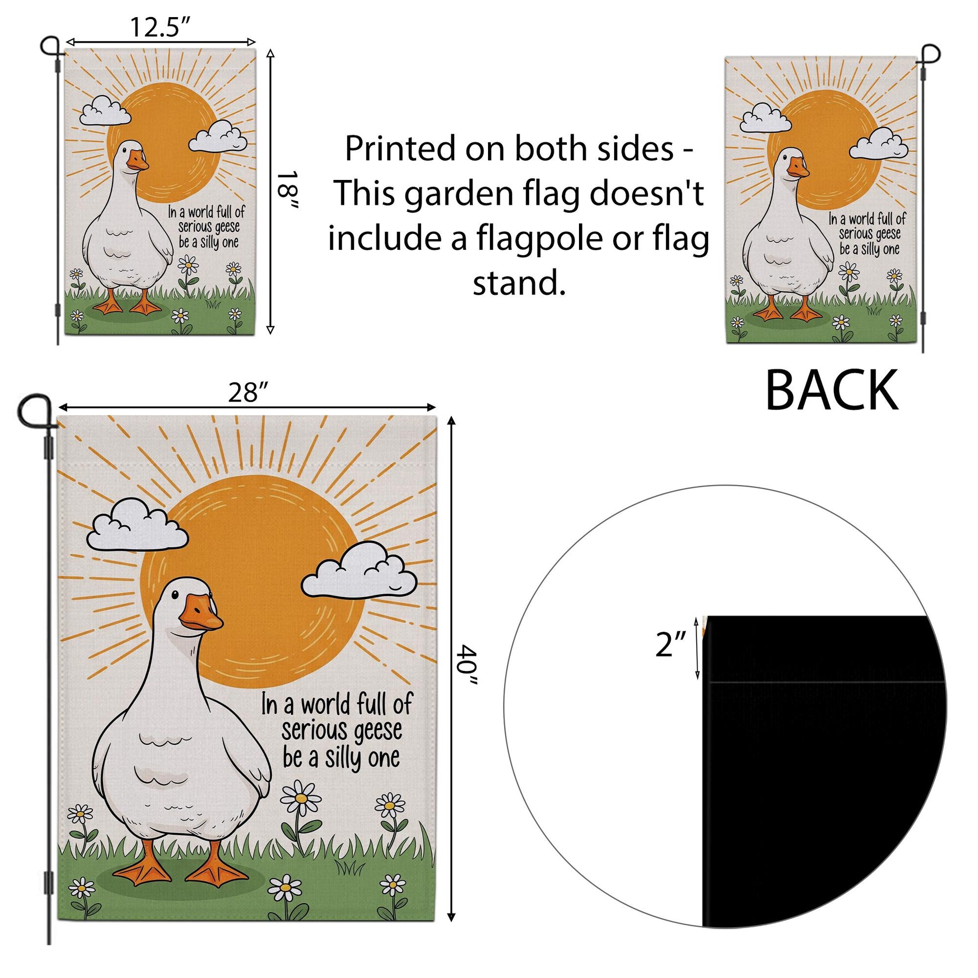 Funny Goose Garden Flag – "Be a Silly One" Inspirational Animal Yard Decor, Whimsical Outdoor Banner for Spring and Summer Cheer