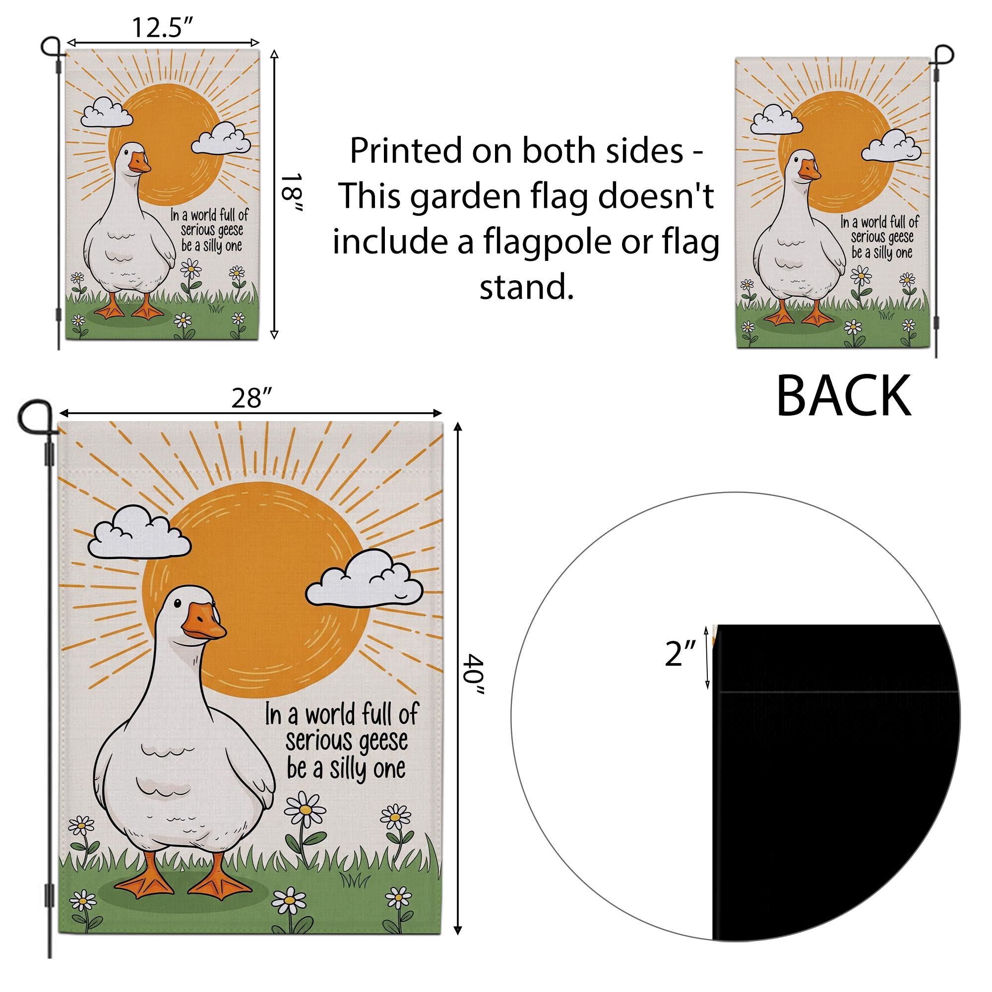 Funny Goose Garden Flag – "Be a Silly One" Inspirational Animal Yard Decor, Whimsical Outdoor Banner for Spring and Summer Cheer