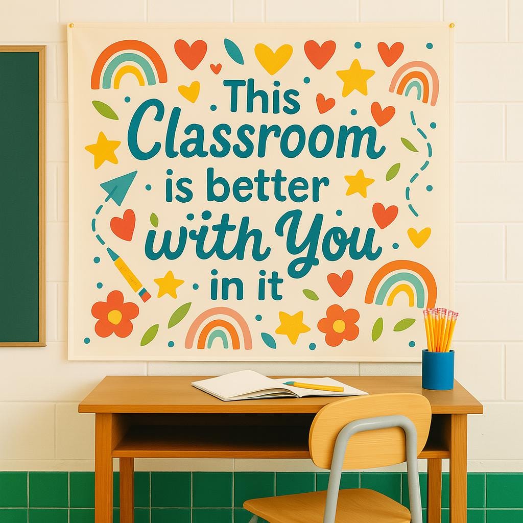 This Classroom is Better with You in It Banner | Teacher Wall Decor | Back to School | Inclusive Motivational Tapestry | Rainbow Classroom