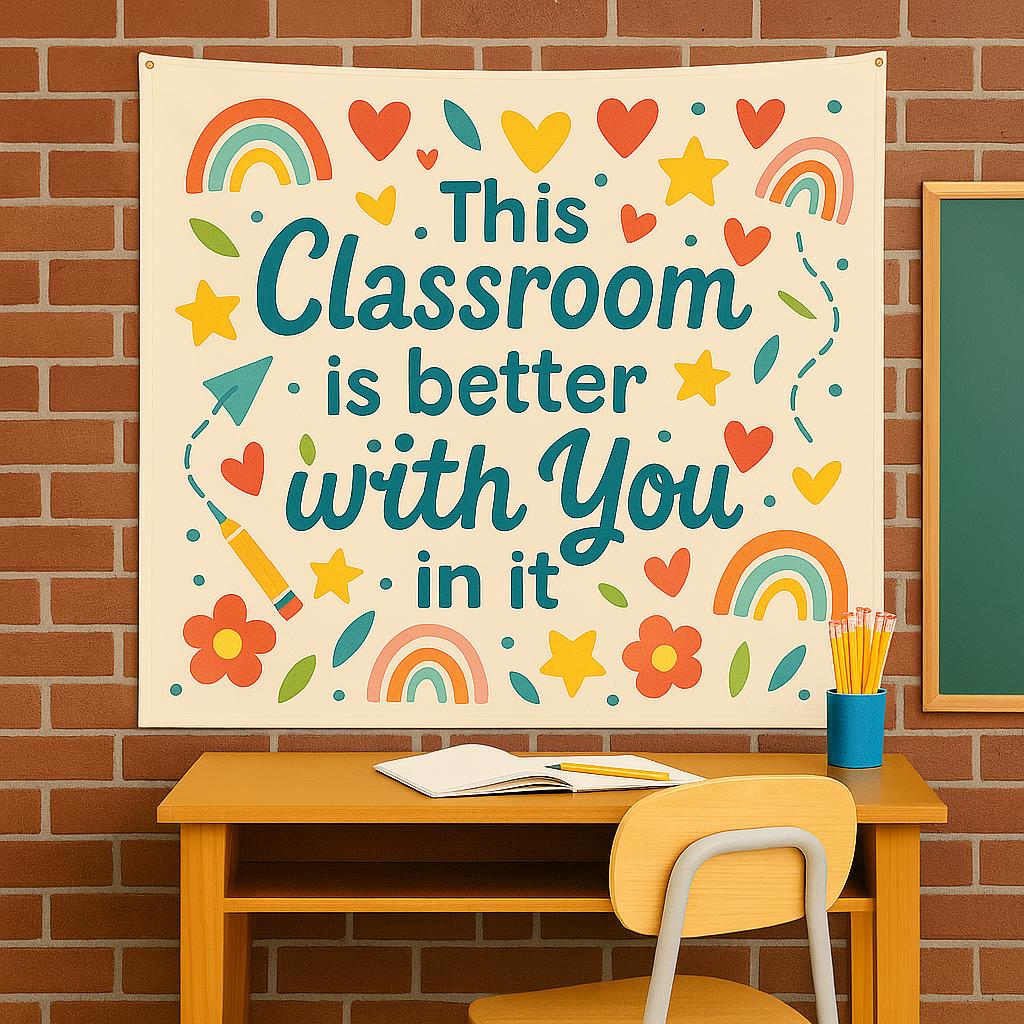 This Classroom is Better with You in It Banner | Teacher Wall Decor | Back to School | Inclusive Motivational Tapestry | Rainbow Classroom