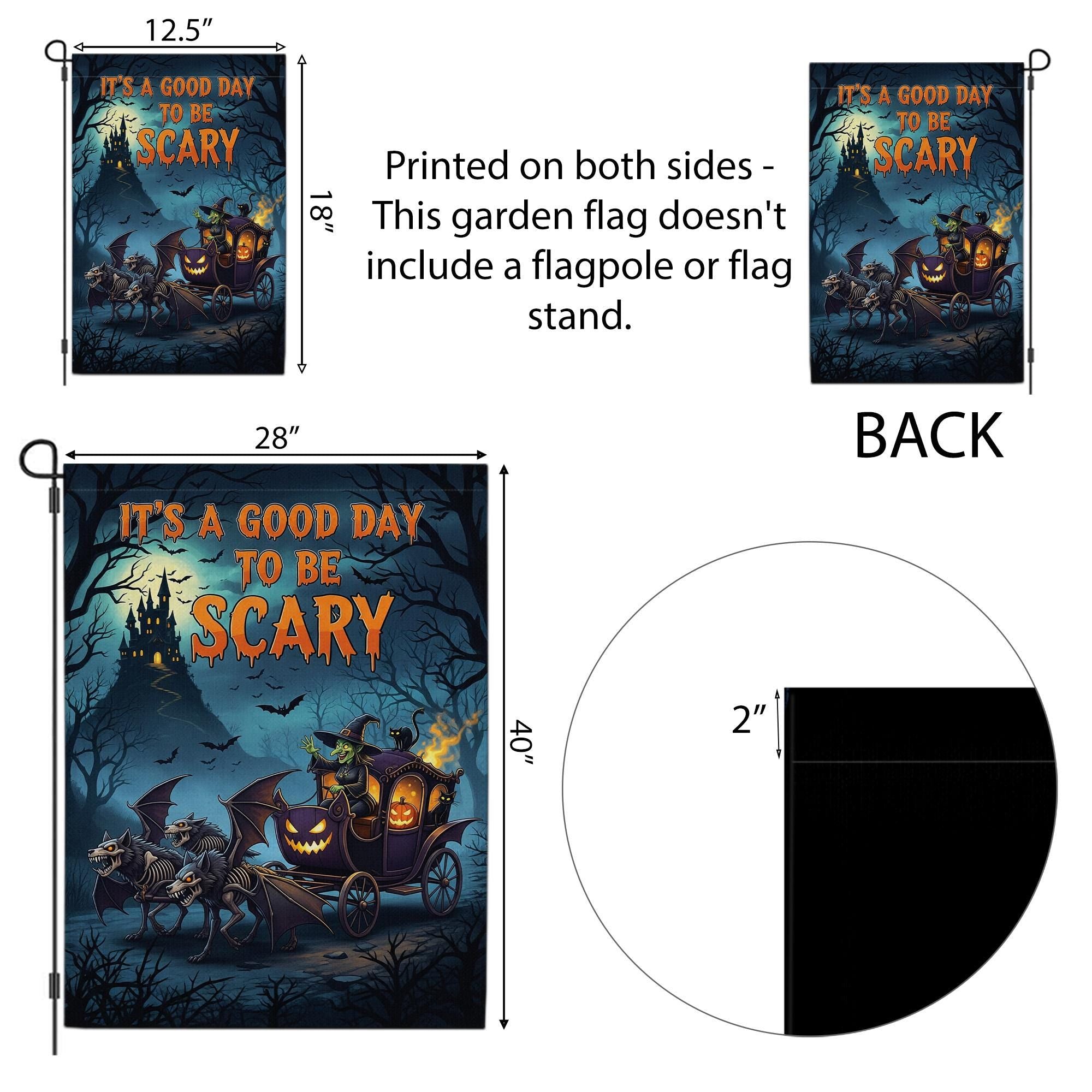 Scary Halloween Garden Flag - Haunted Carriage Pumpkin Decor - Spooky Skeleton Horse Yard Sign - Gothic Fall Outdoor Decoration