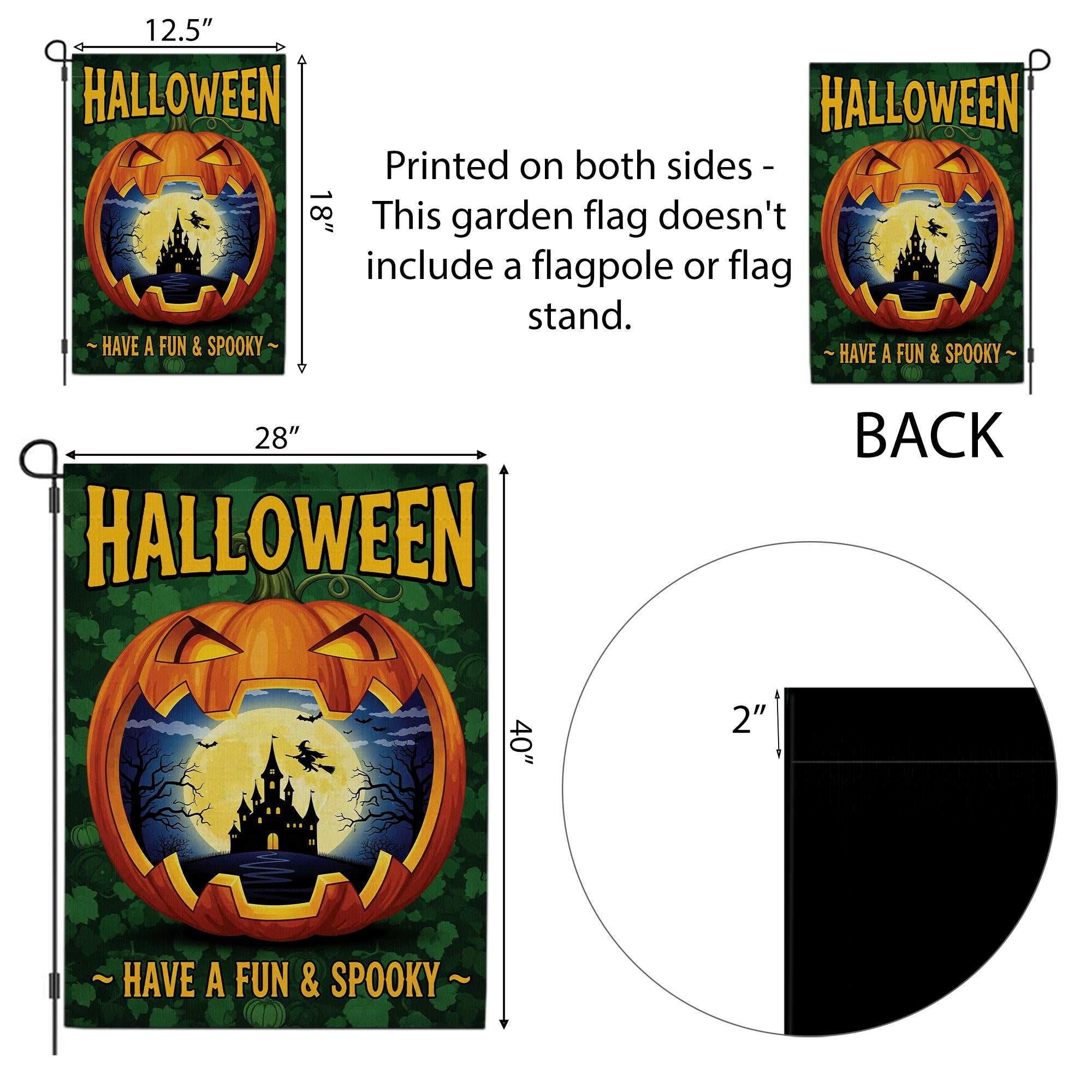 Fun Spooky Halloween Garden Flag - Jack O’Lantern Haunted Castle Yard Sign - Cute Fall Outdoor Decoration