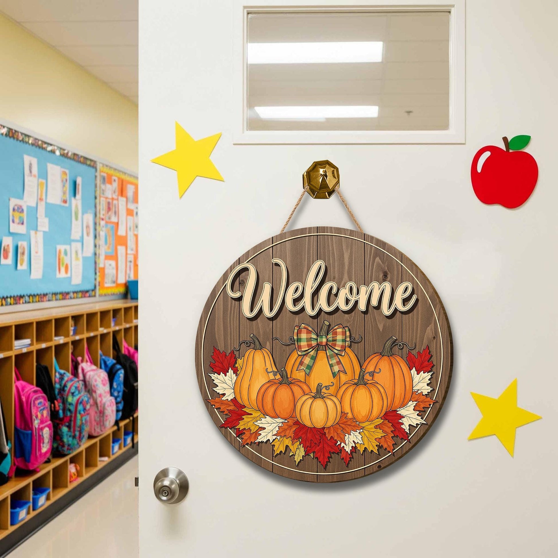 Fall Pumpkin Door Hanger, Rustic Welcome Sign, Autumn Front Door Decor, Thanksgiving Porch Sign, Farmhouse Wooden Wall Decor
